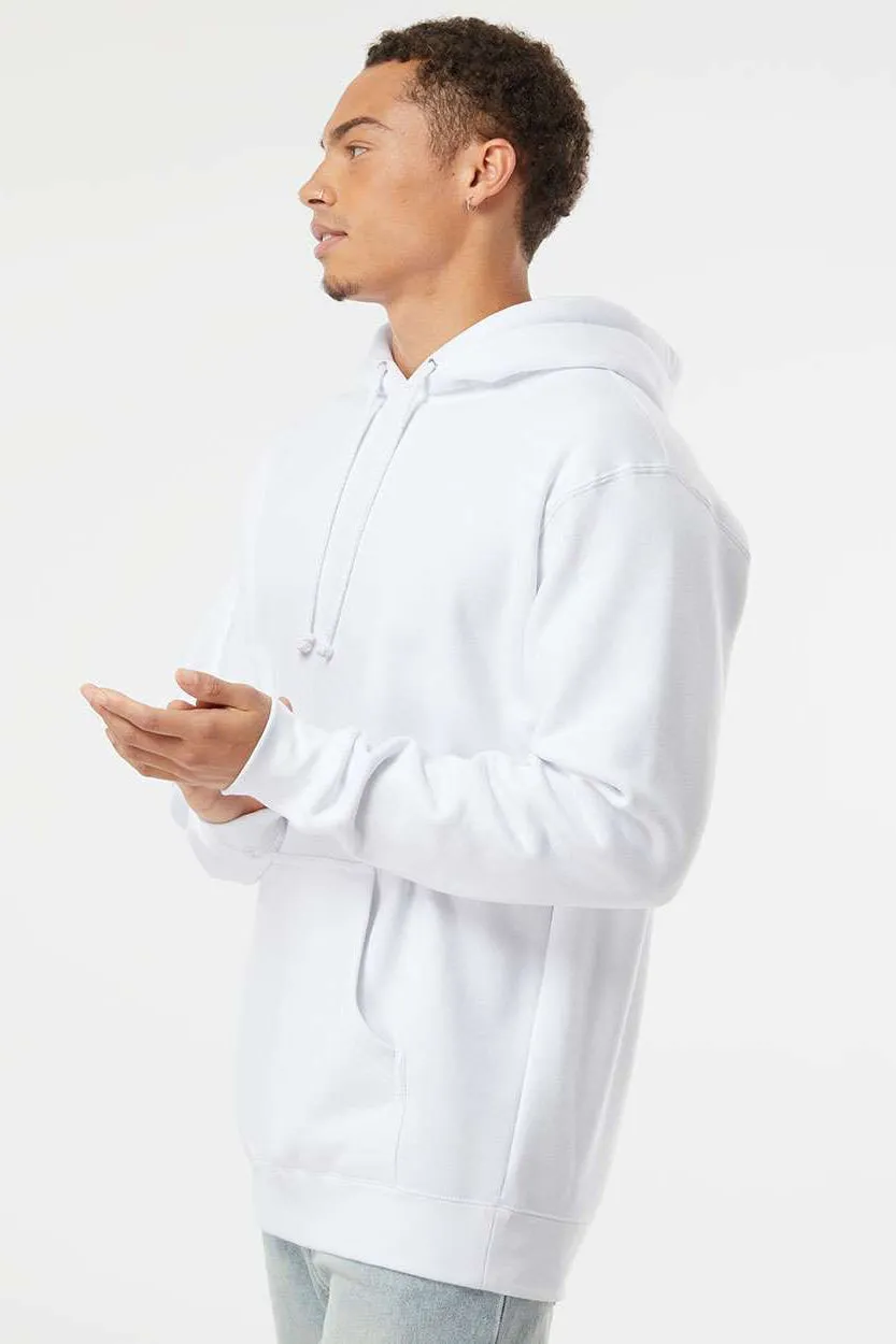 Independent Trading Company Mens Hooded Sweatshirt Hoodie w/ Pouch Pocket - White