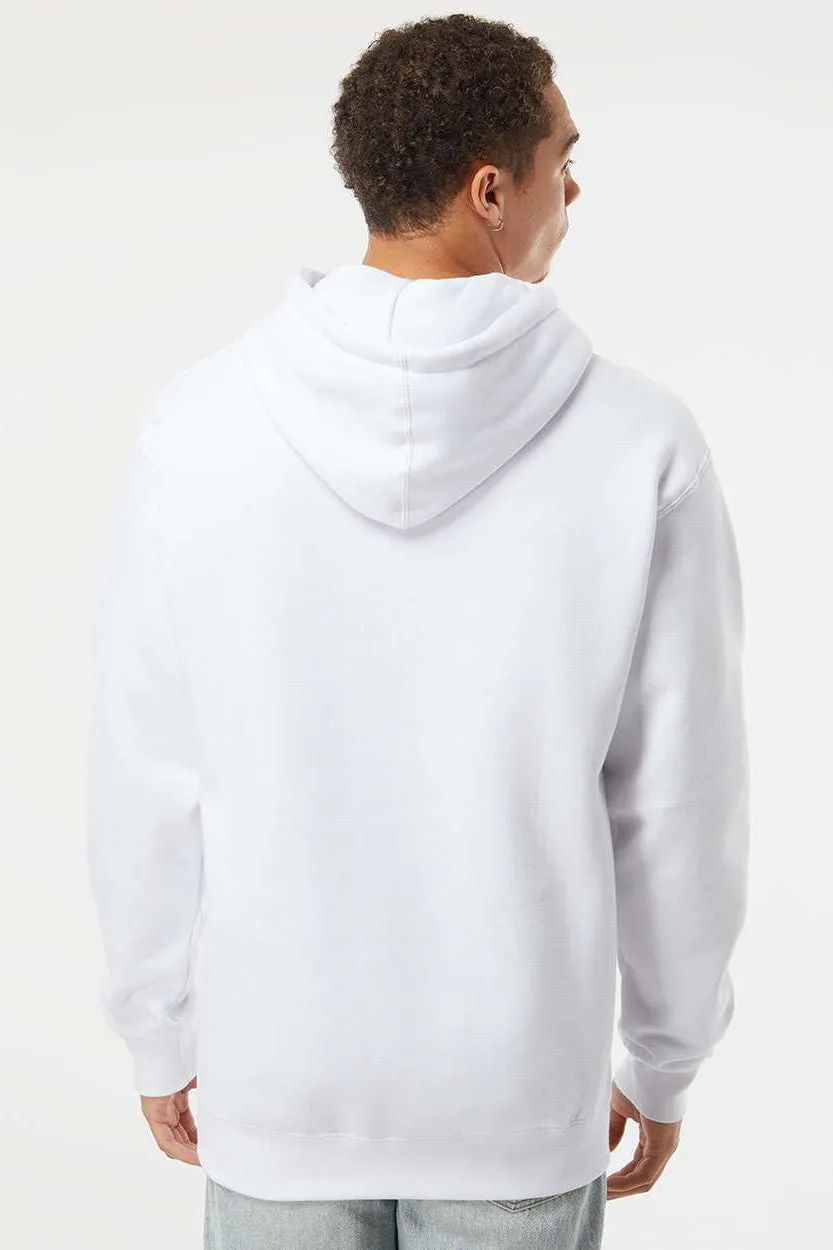 Independent Trading Company Mens Hooded Sweatshirt Hoodie w/ Pouch Pocket - White