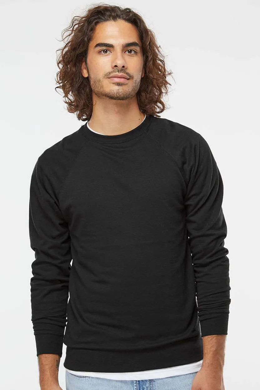 Independent Trading Company Mens Icon Loopback Terry Crewneck Sweatshirt - Black