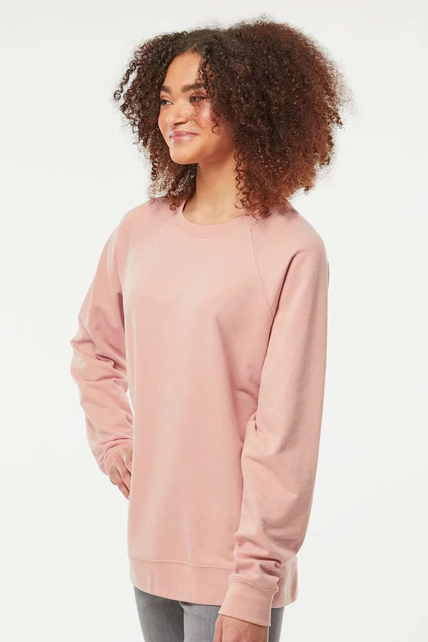 Independent Trading Company Mens Icon Loopback Terry Crewneck Sweatshirt - Rose Pink