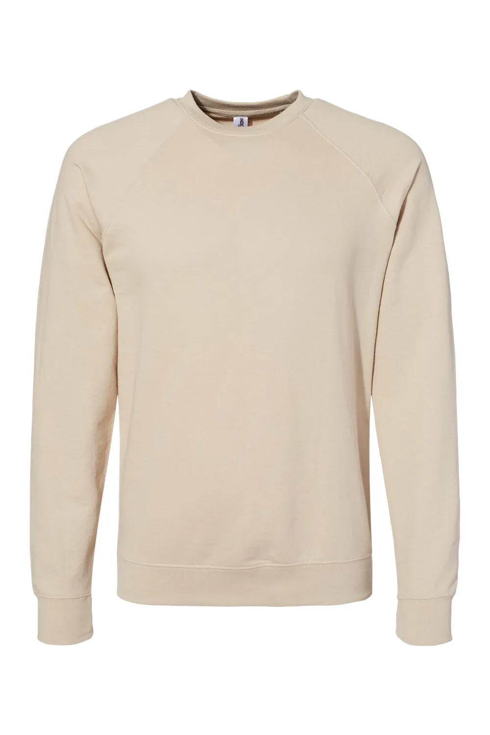 Independent Trading Company Mens Icon Loopback Terry Crewneck Sweatshirt - Sand
