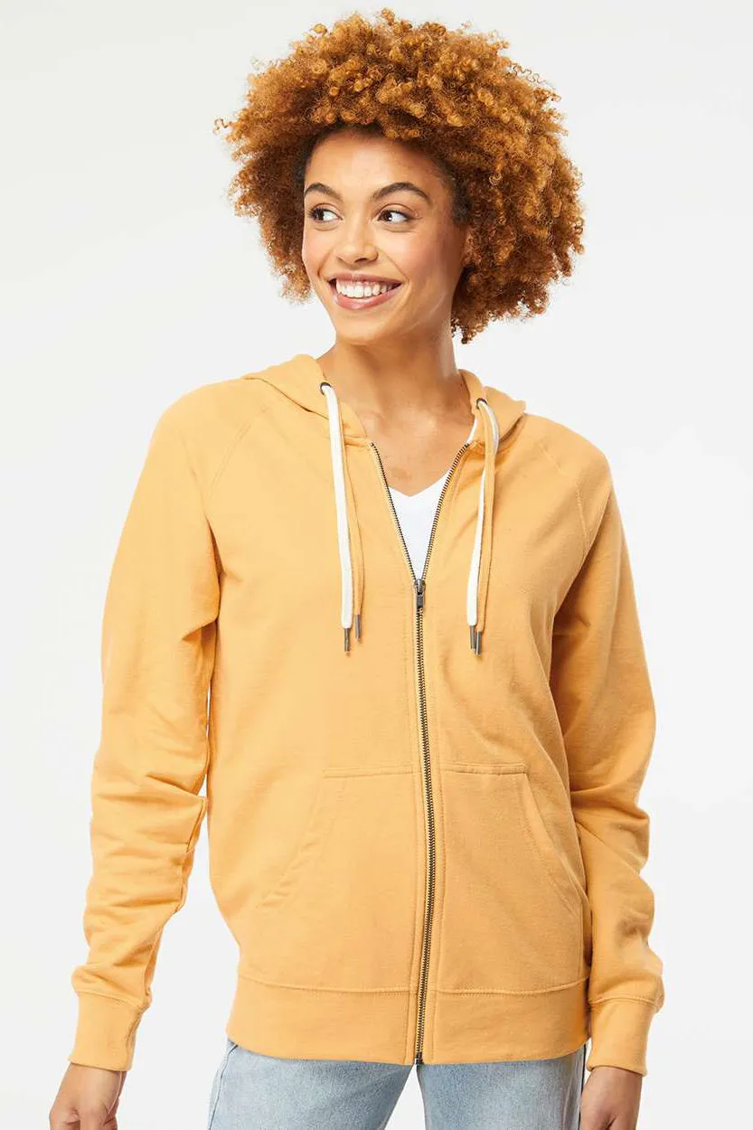 Independent Trading Company Mens Icon Loopback Terry Full Zip Hooded Sweatshirt Hoodie w/ Pockets - Harvest Gold