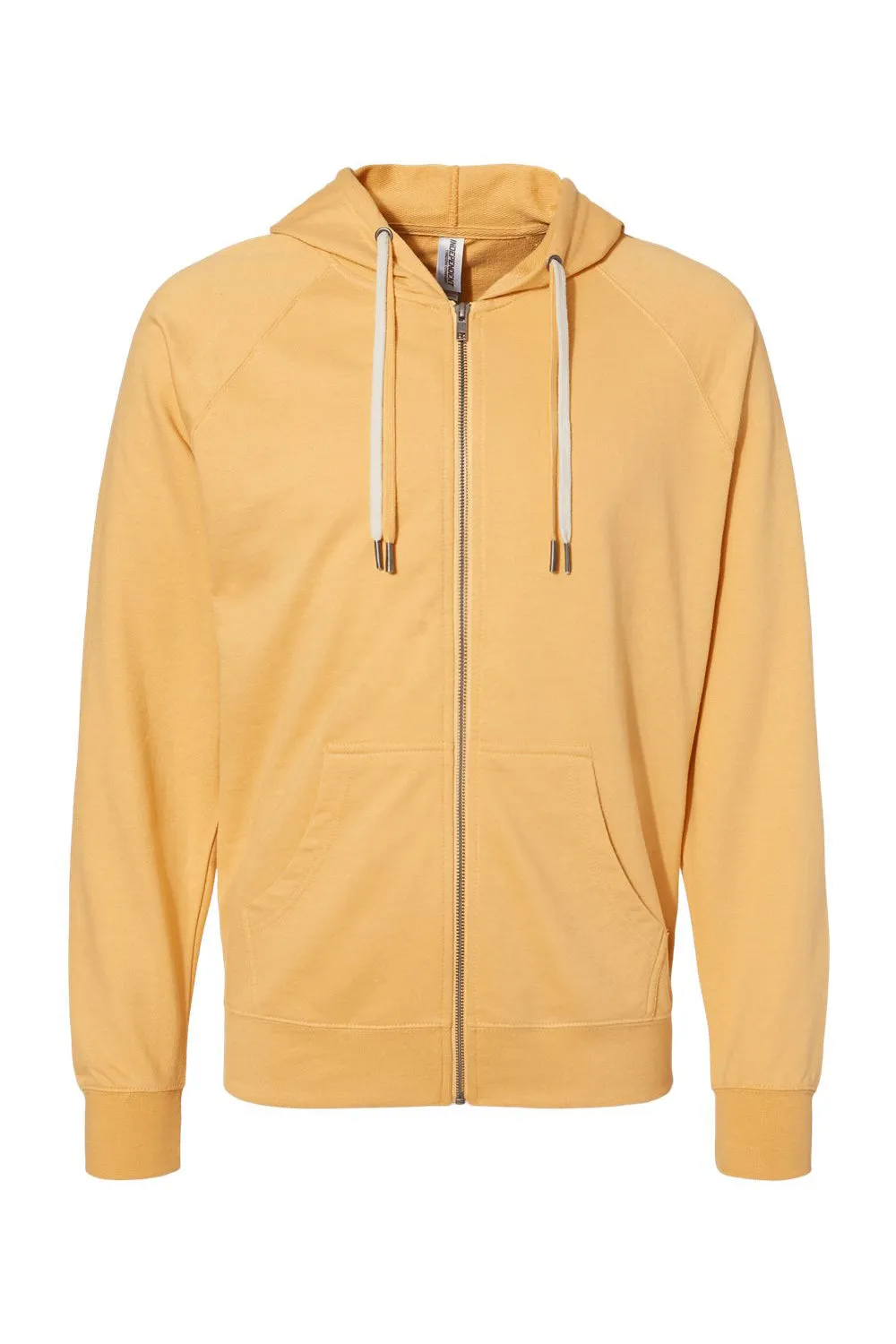 Independent Trading Company Mens Icon Loopback Terry Full Zip Hooded Sweatshirt Hoodie w/ Pockets - Harvest Gold