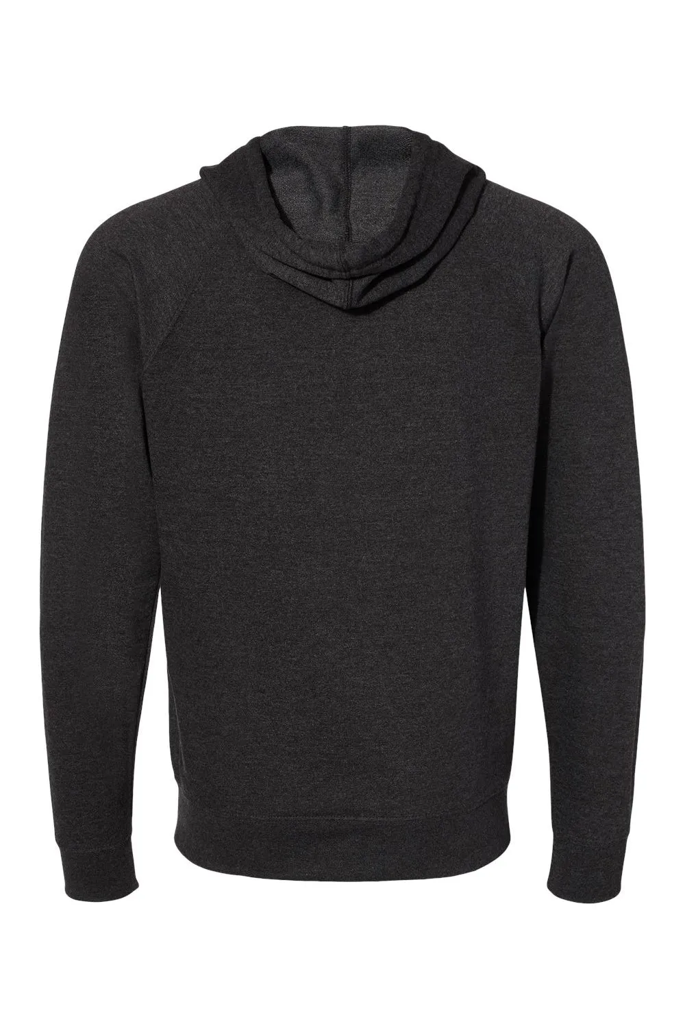 Independent Trading Company Mens Icon Loopback Terry Full Zip Hooded Sweatshirt Hoodie w/ Pockets - Heather Charcoal Grey