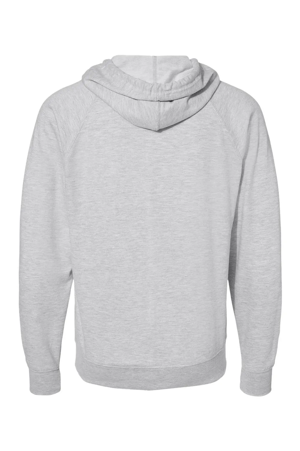 Independent Trading Company Mens Icon Loopback Terry Full Zip Hooded Sweatshirt Hoodie w/ Pockets - Heather Grey