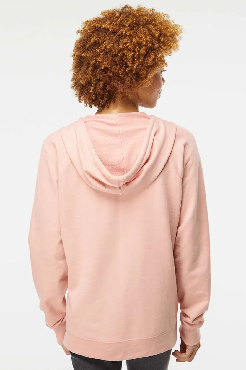 Independent Trading Company Mens Icon Loopback Terry Full Zip Hooded Sweatshirt Hoodie w/ Pockets - Rose Pink