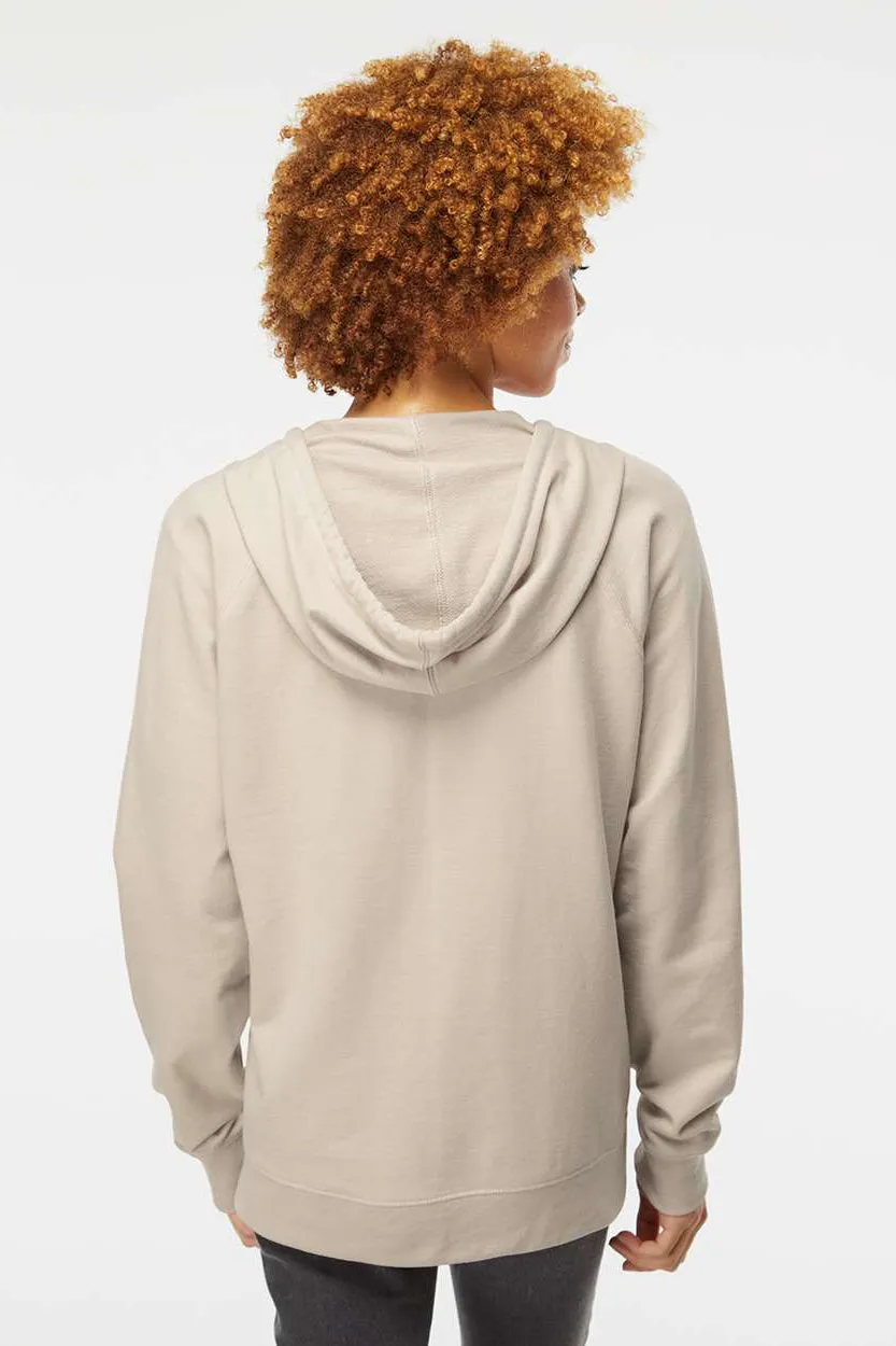 Independent Trading Company Mens Icon Loopback Terry Full Zip Hooded Sweatshirt Hoodie w/ Pockets - Sand