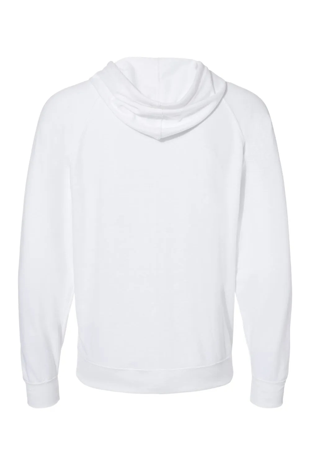 Independent Trading Company Mens Icon Loopback Terry Full Zip Hooded Sweatshirt Hoodie w/ Pockets - White