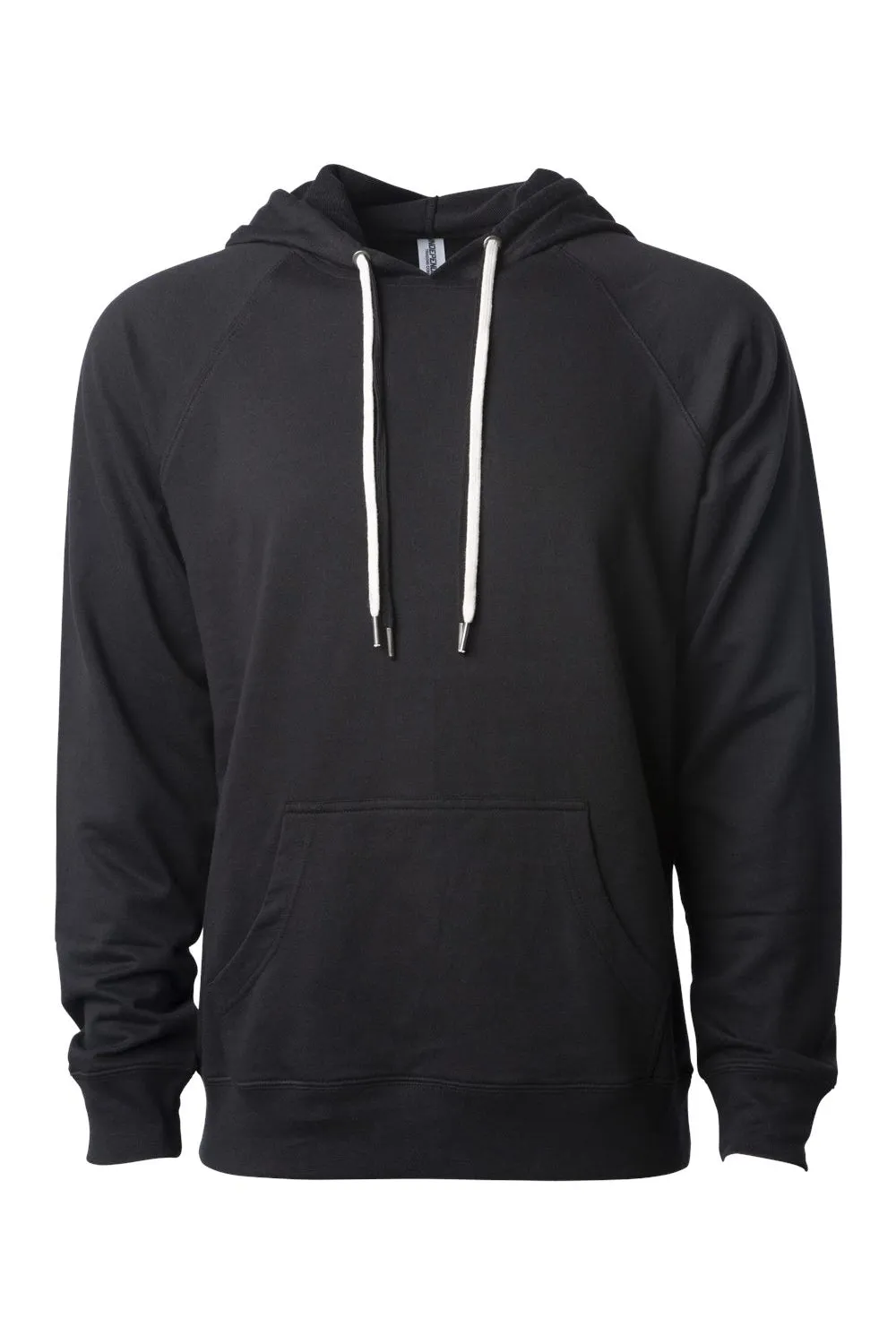 Independent Trading Company Mens Icon Loopback Terry Hooded Sweatshirt Hoodie w/ Pouch Pocket - Black