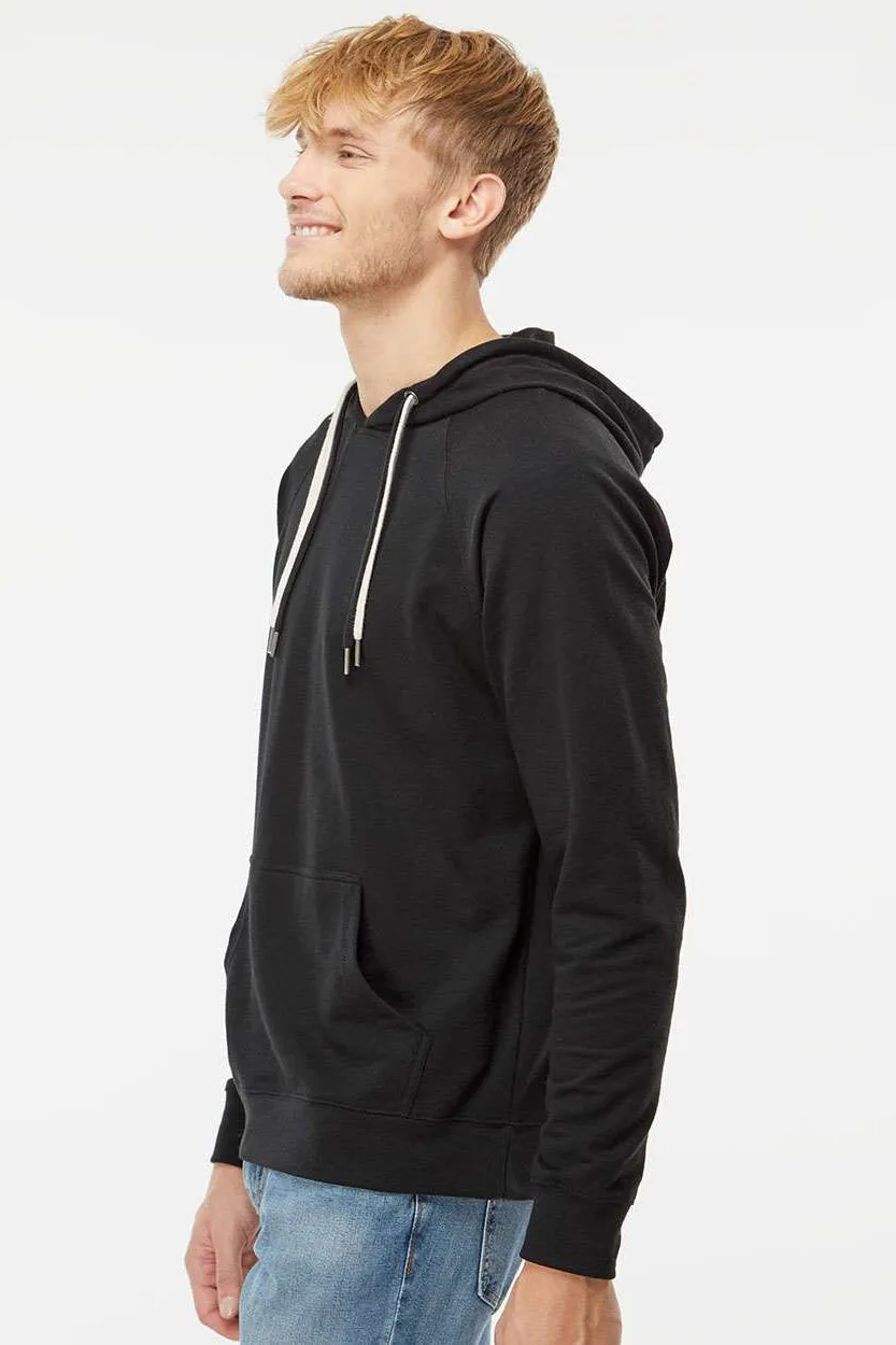 Independent Trading Company Mens Icon Loopback Terry Hooded Sweatshirt Hoodie w/ Pouch Pocket - Black