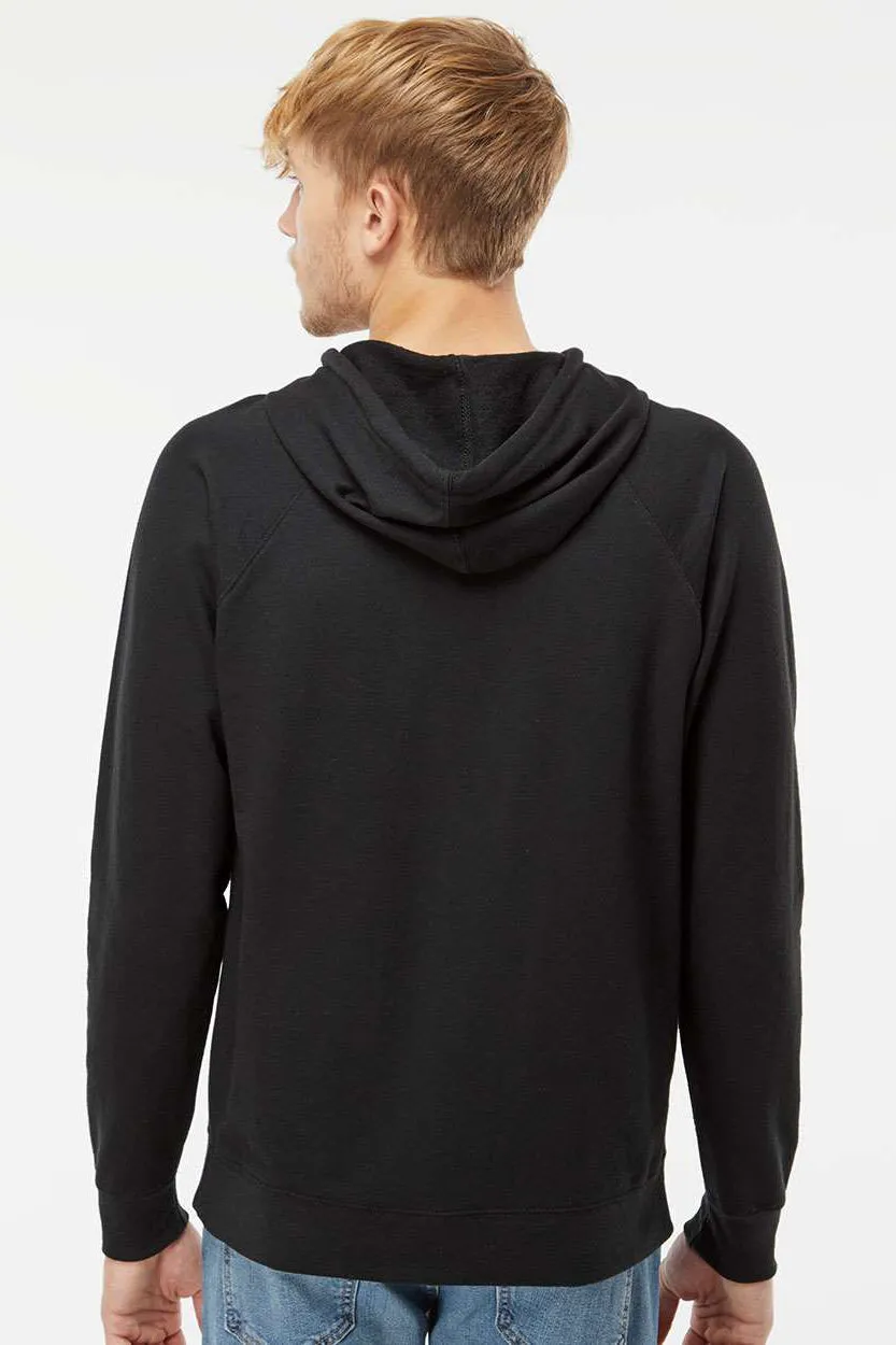 Independent Trading Company Mens Icon Loopback Terry Hooded Sweatshirt Hoodie w/ Pouch Pocket - Black