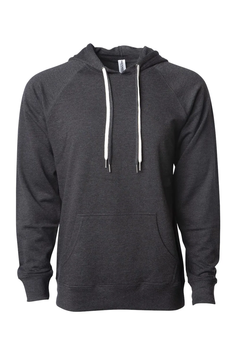 Independent Trading Company Mens Icon Loopback Terry Hooded Sweatshirt Hoodie w/ Pouch Pocket - Heather Charcoal Grey