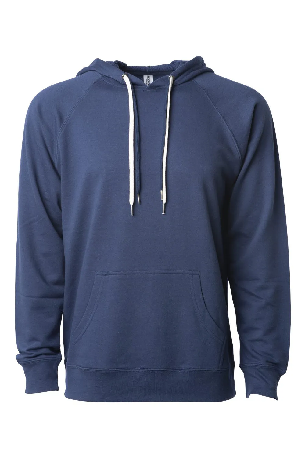 Independent Trading Company Mens Icon Loopback Terry Hooded Sweatshirt Hoodie w/ Pouch Pocket - Indigo Blue
