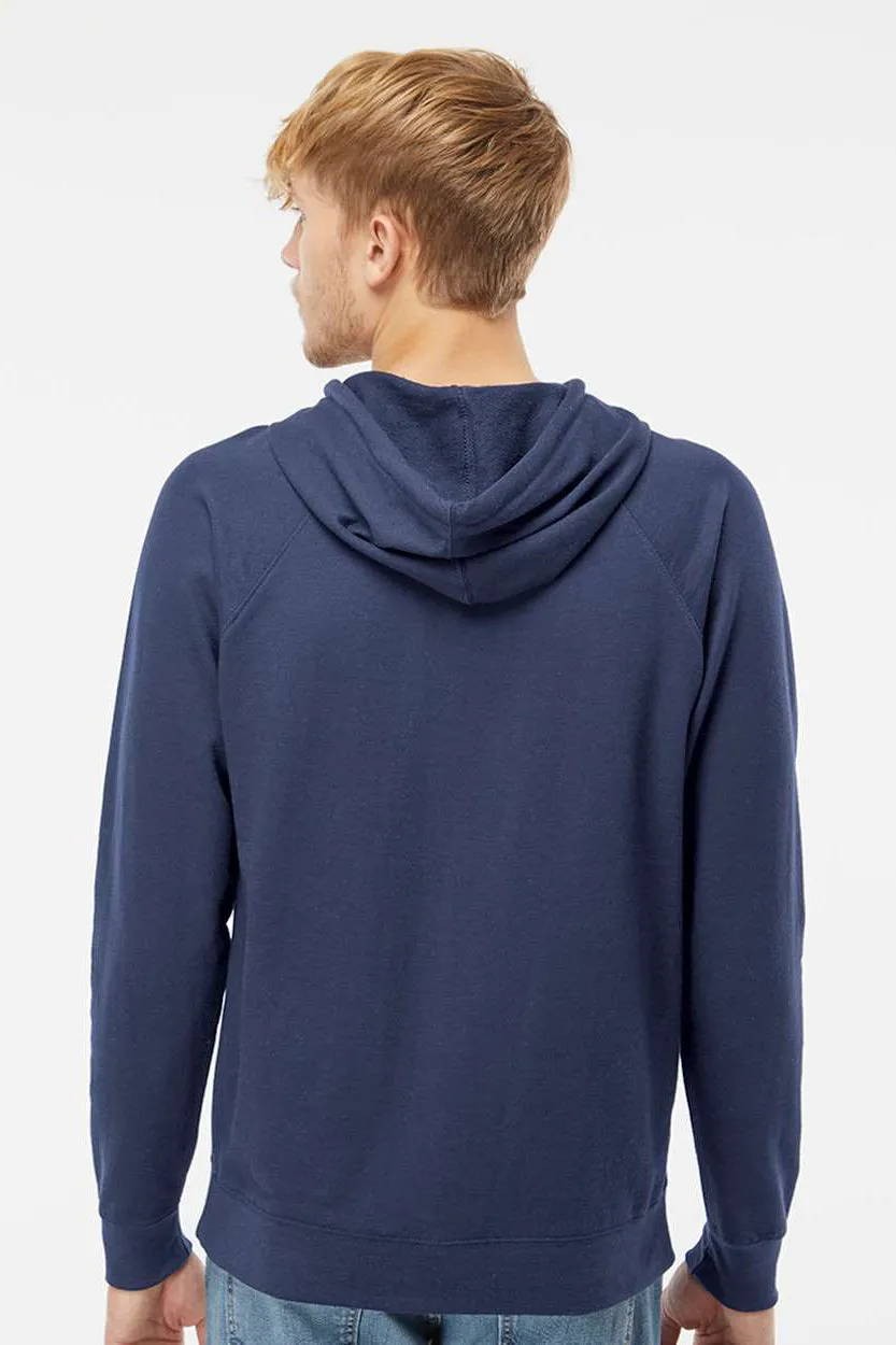 Independent Trading Company Mens Icon Loopback Terry Hooded Sweatshirt Hoodie w/ Pouch Pocket - Indigo Blue