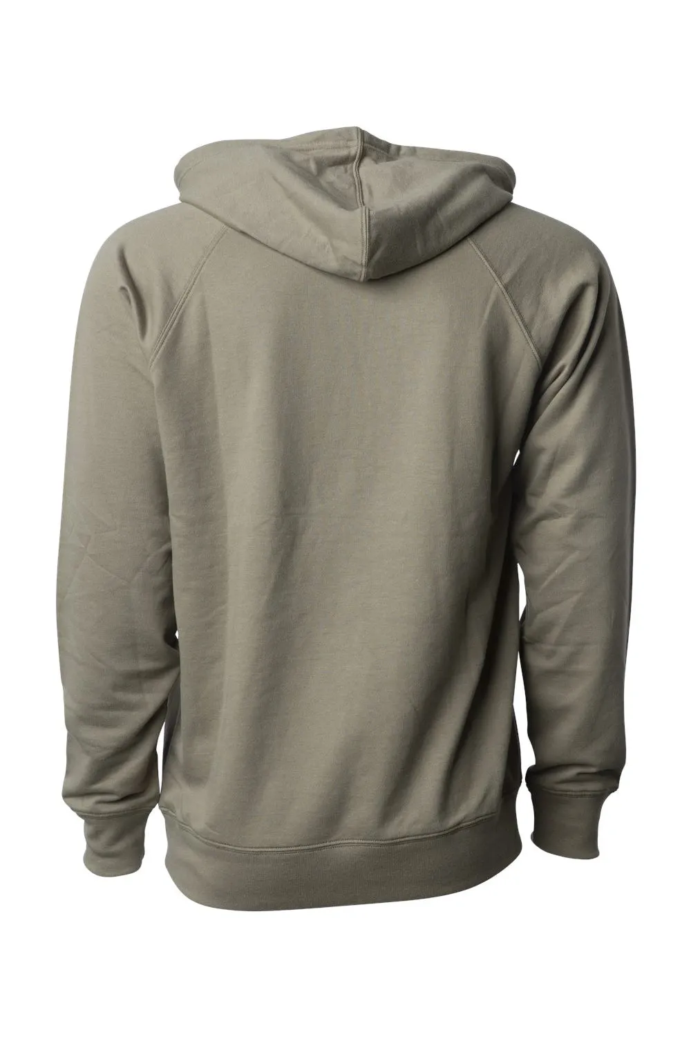 Independent Trading Company Mens Icon Loopback Terry Hooded Sweatshirt Hoodie w/ Pouch Pocket - Olive Green
