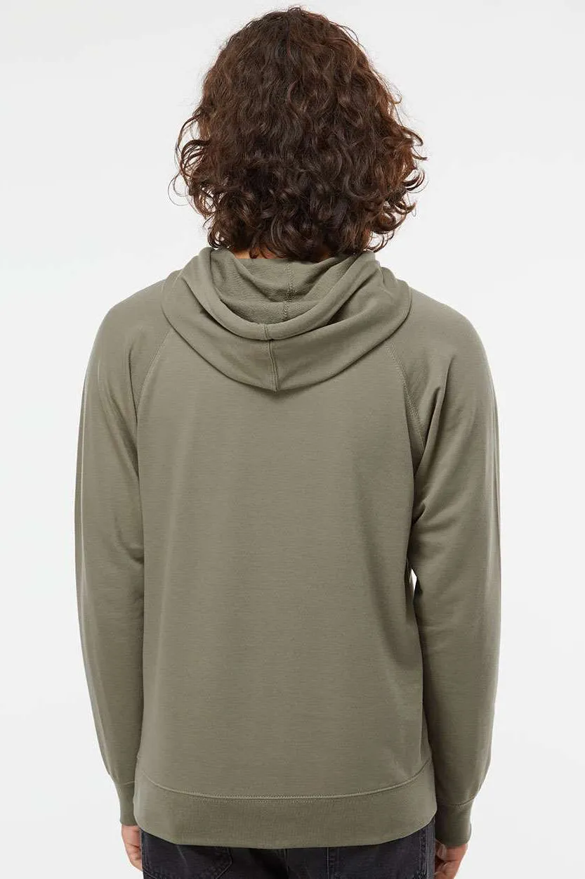 Independent Trading Company Mens Icon Loopback Terry Hooded Sweatshirt Hoodie w/ Pouch Pocket - Olive Green