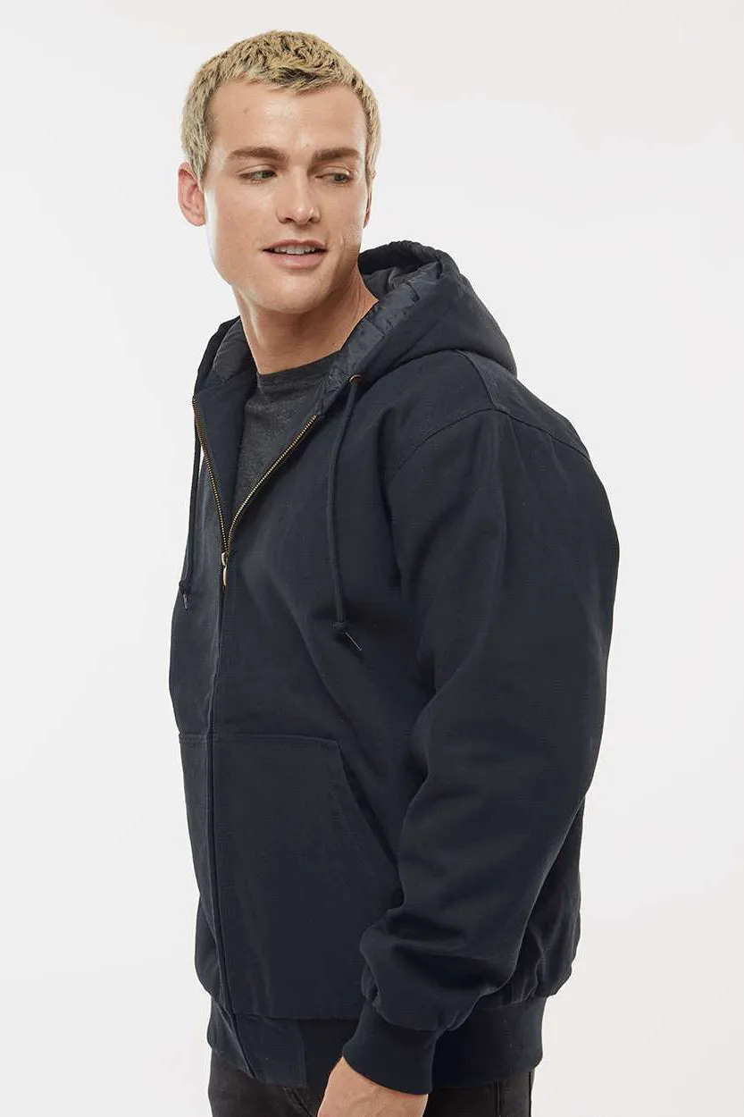 Independent Trading Company Mens Insulated Canvas Full Zip Hooded Jacket - Black