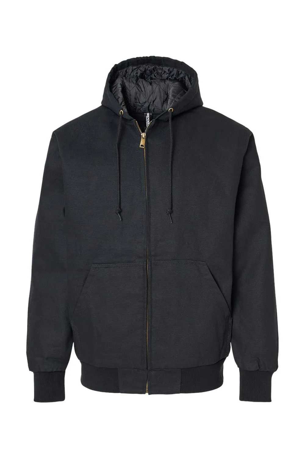 Independent Trading Company Mens Insulated Canvas Full Zip Hooded Jacket - Black