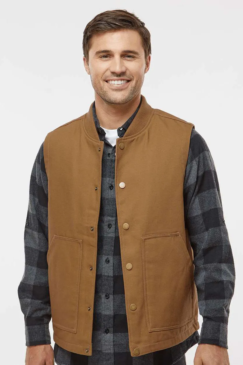 Independent Trading Company Mens Insulated Canvas Full Zip Vest - Saddle Brown