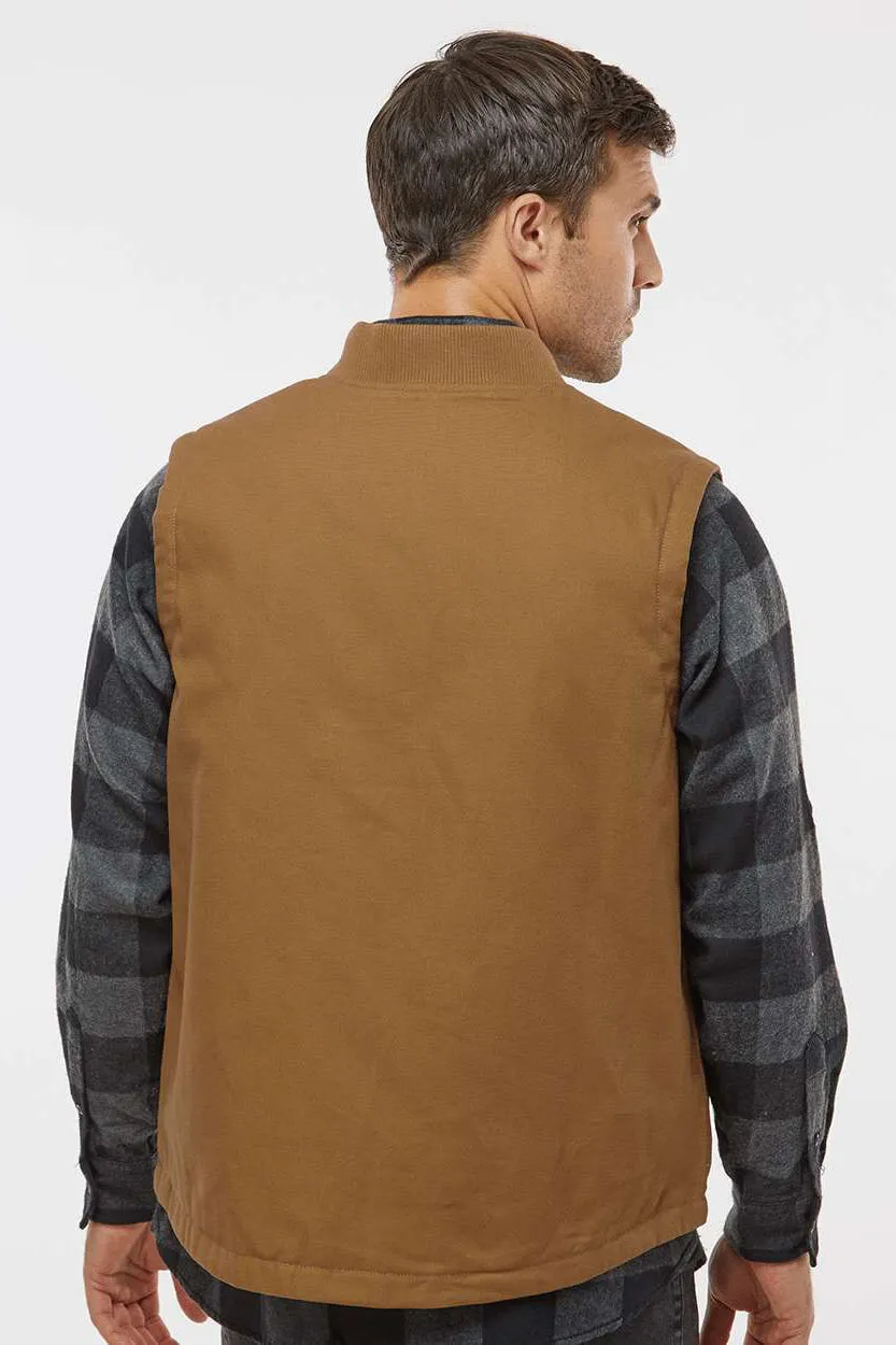 Independent Trading Company Mens Insulated Canvas Full Zip Vest - Saddle Brown