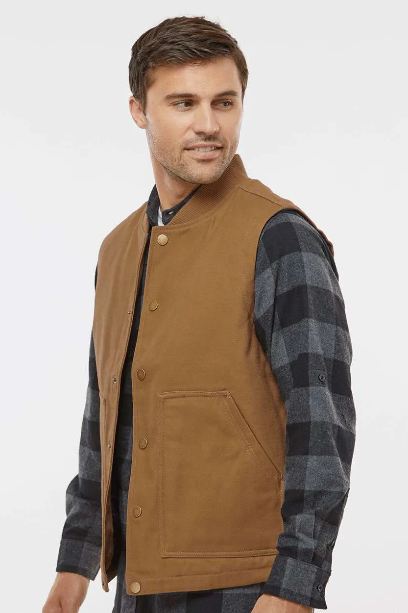 Independent Trading Company Mens Insulated Canvas Full Zip Vest - Saddle Brown