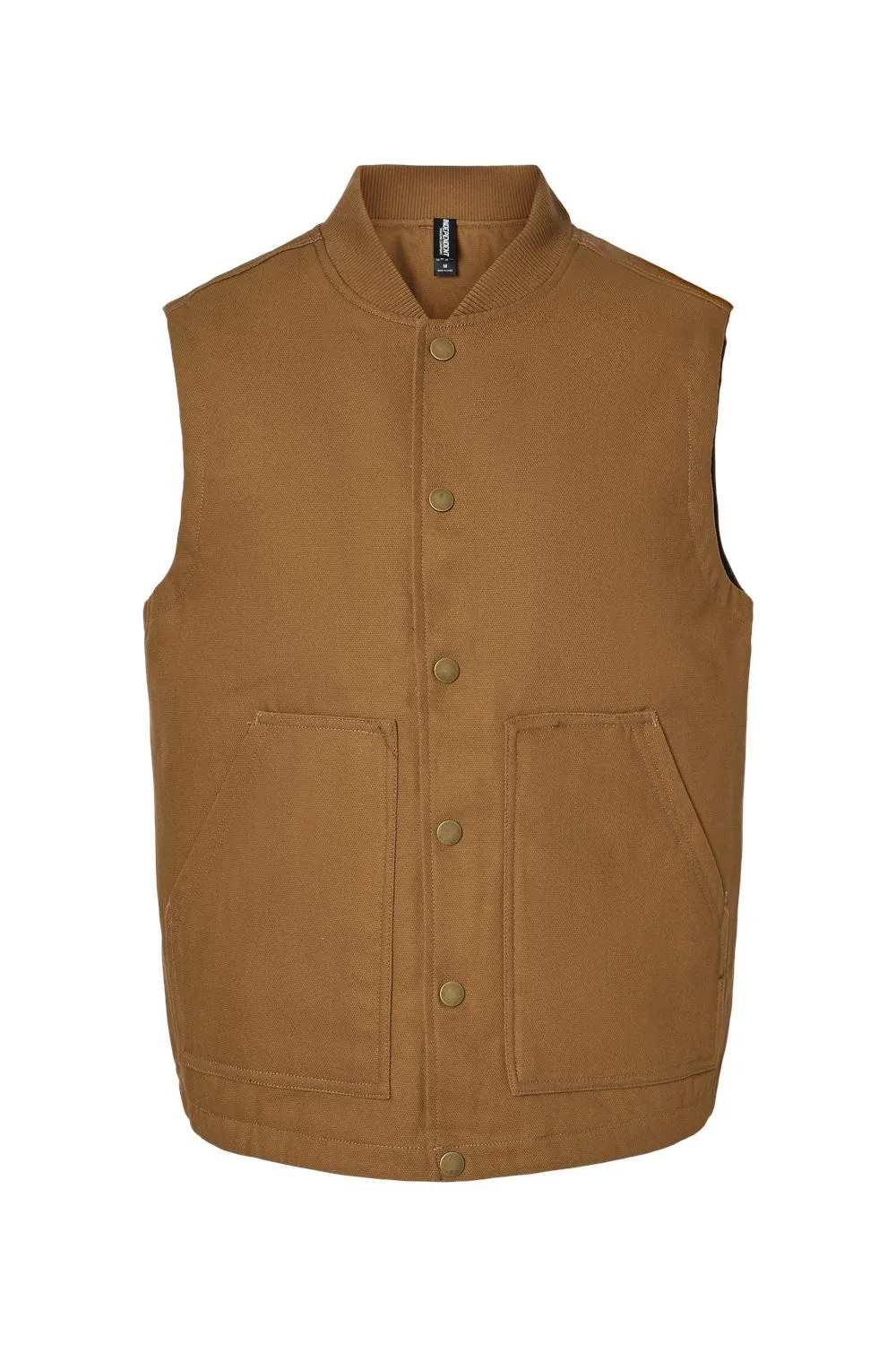 Independent Trading Company Mens Insulated Canvas Full Zip Vest - Saddle Brown