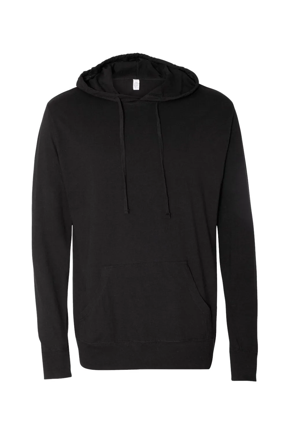 Independent Trading Company Mens Long Sleeve Hooded T-Shirt Hoodie - Black