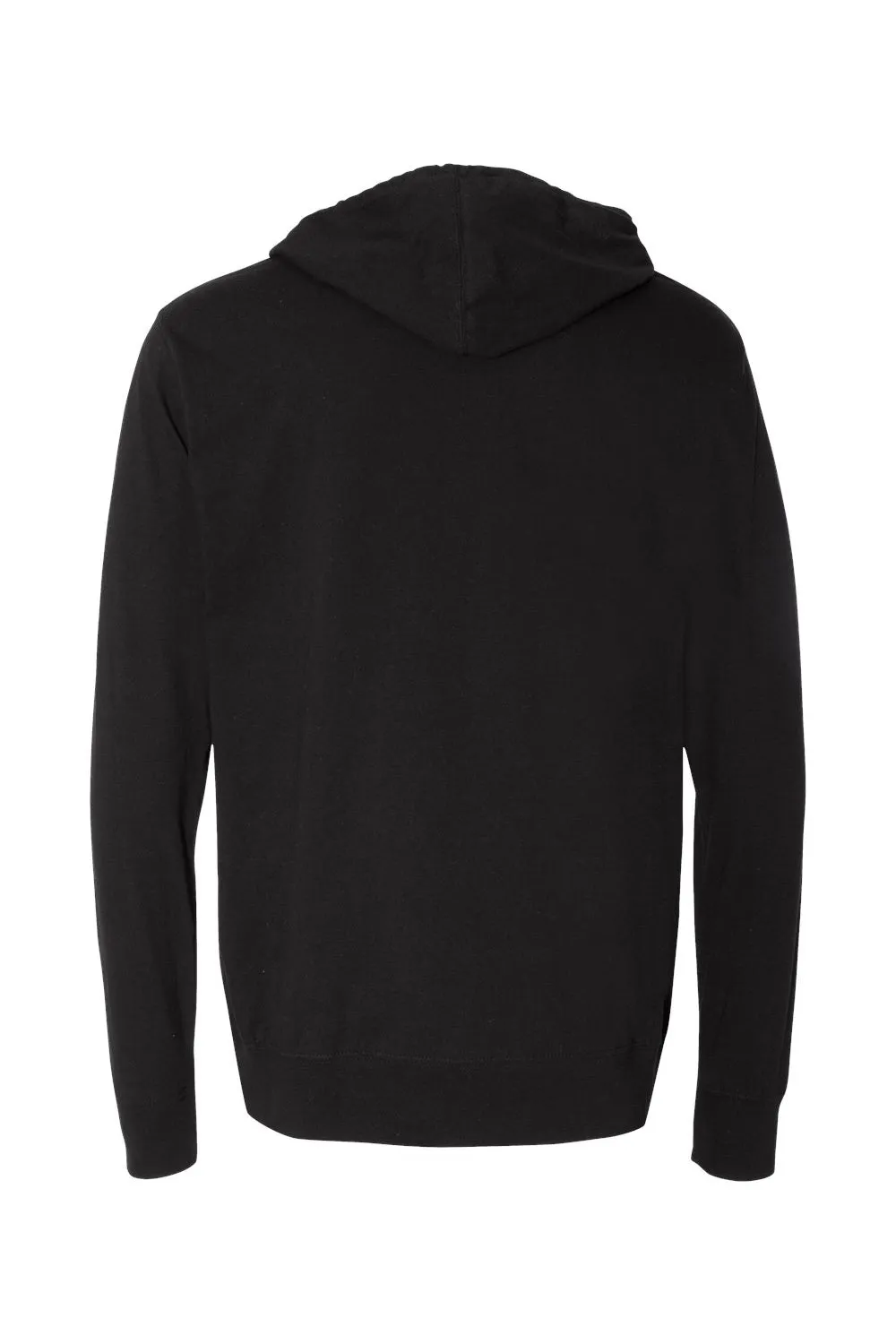 Independent Trading Company Mens Long Sleeve Hooded T-Shirt Hoodie - Black