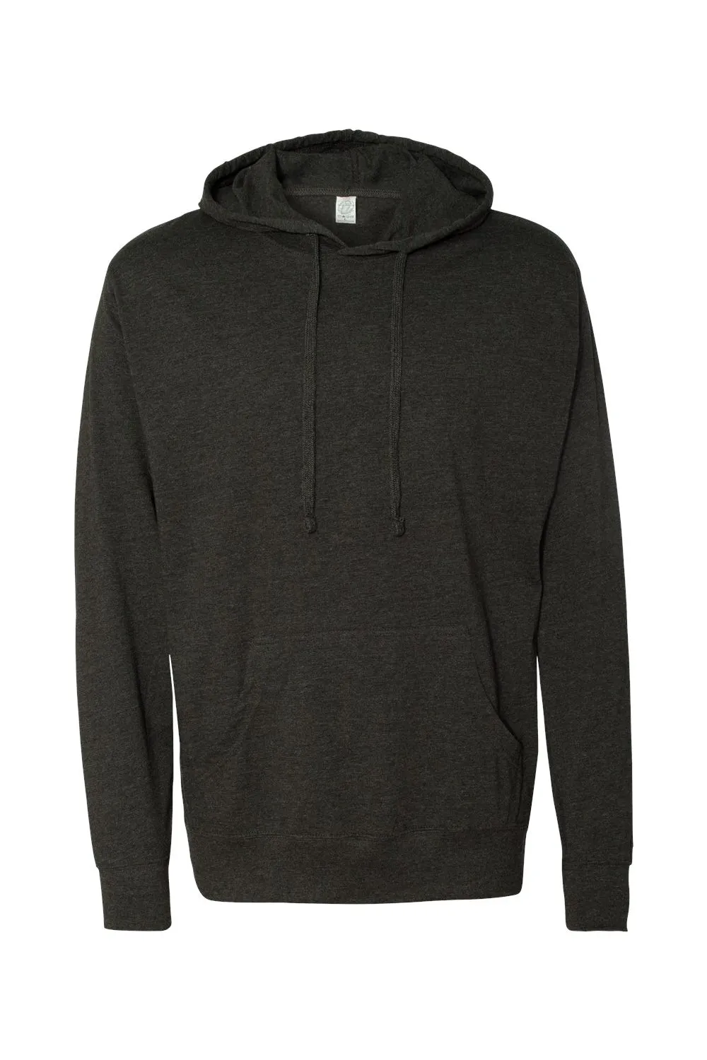 Independent Trading Company Mens Long Sleeve Hooded T-Shirt Hoodie - Heather Charcoal Grey