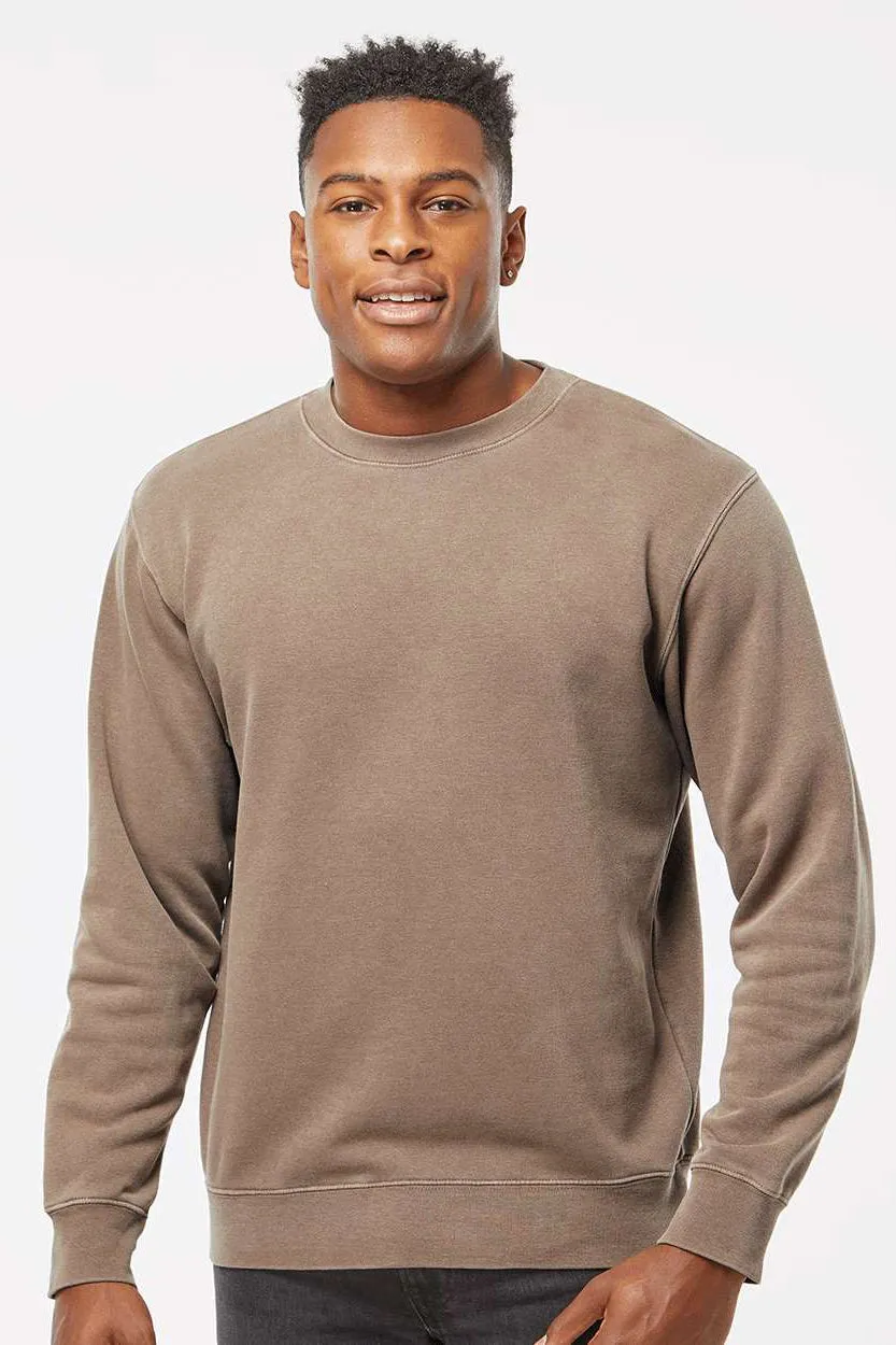 Independent Trading Company Mens Pigment Dyed Crewneck Sweatshirt - Clay Brown