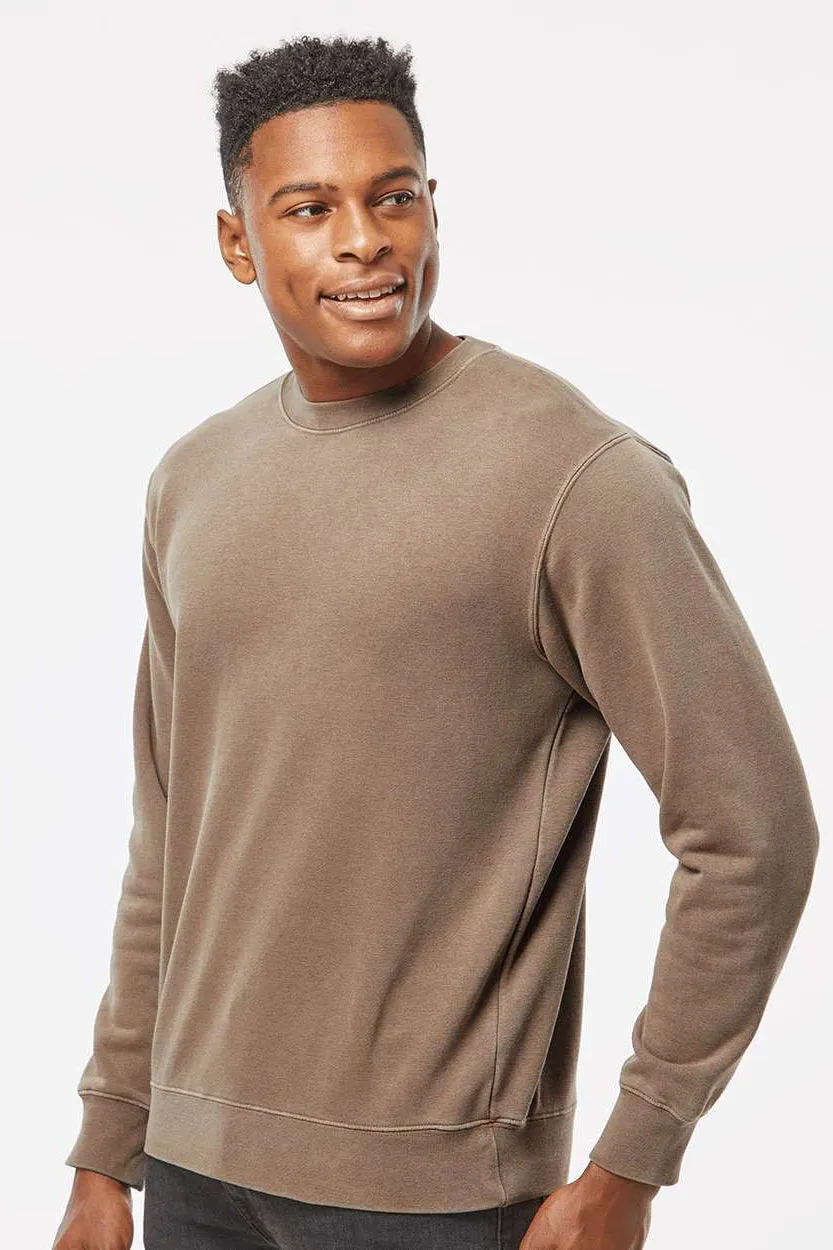 Independent Trading Company Mens Pigment Dyed Crewneck Sweatshirt - Clay Brown