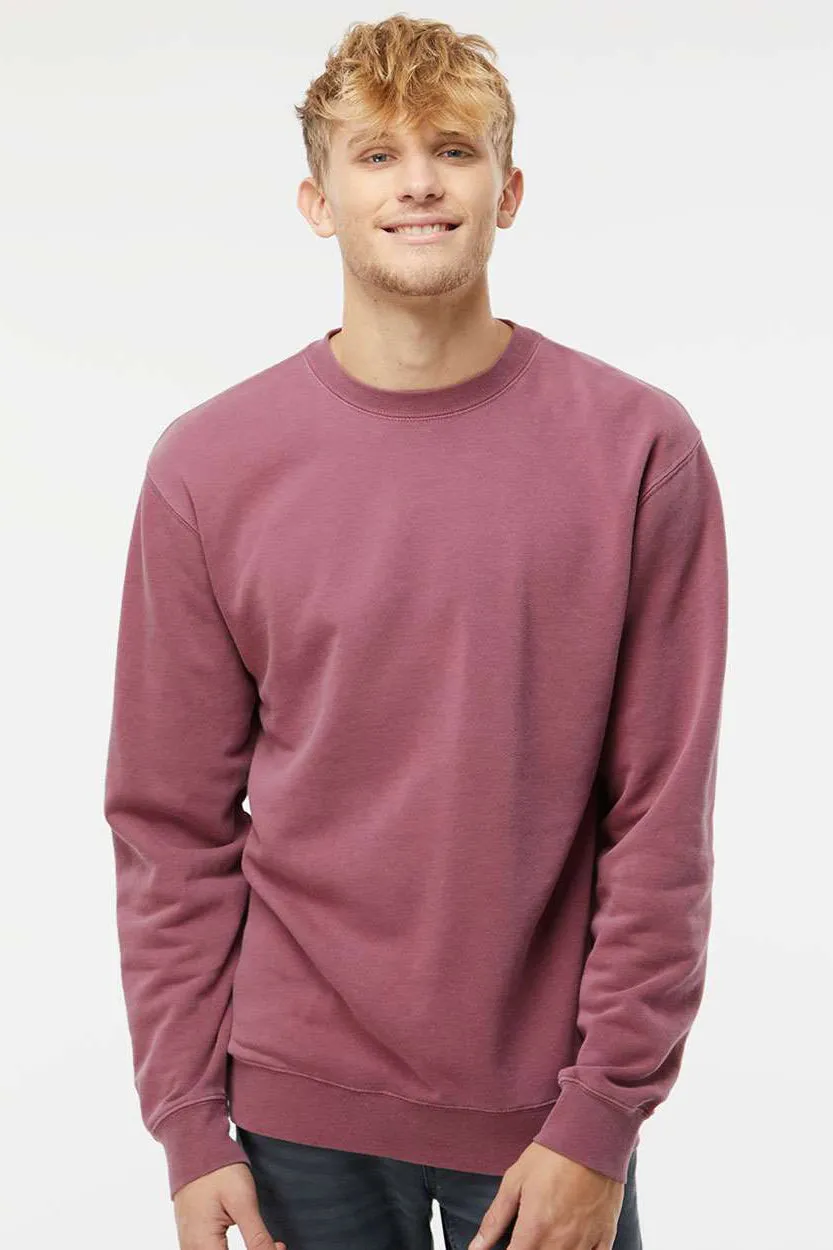 Independent Trading Company Mens Pigment Dyed Crewneck Sweatshirt - Maroon