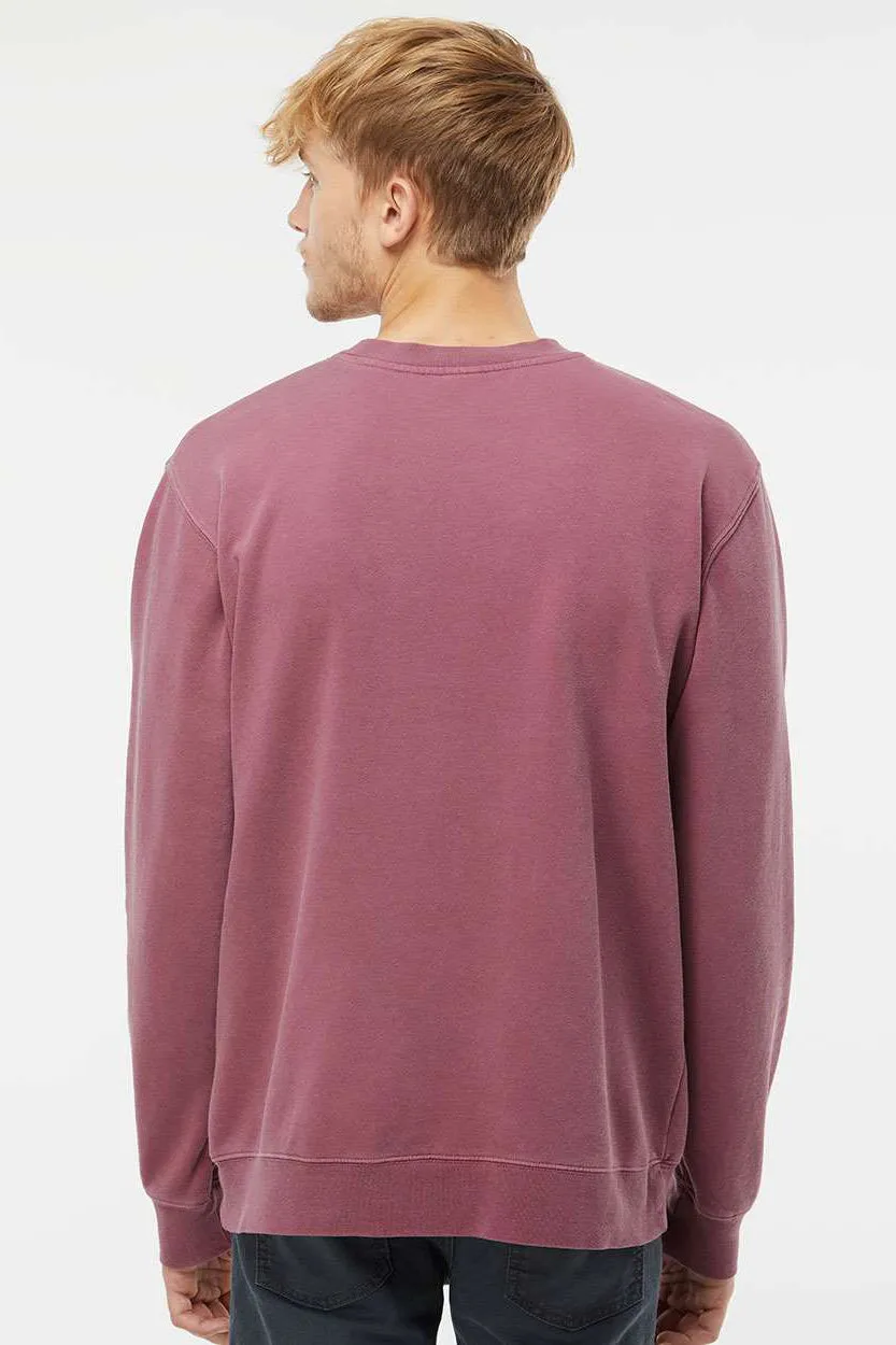 Independent Trading Company Mens Pigment Dyed Crewneck Sweatshirt - Maroon