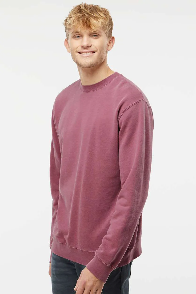 Independent Trading Company Mens Pigment Dyed Crewneck Sweatshirt - Maroon