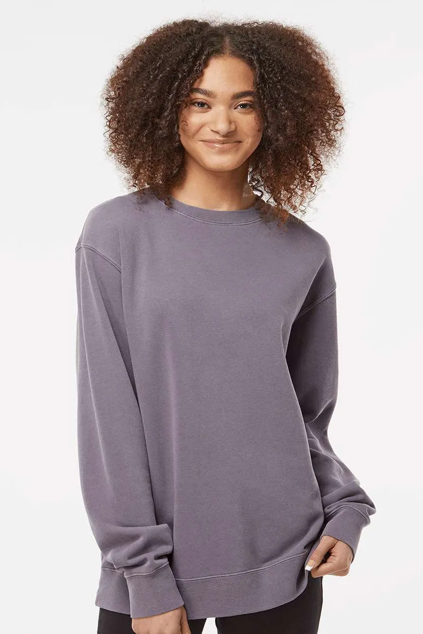 Independent Trading Company Mens Pigment Dyed Crewneck Sweatshirt - Plum Purple