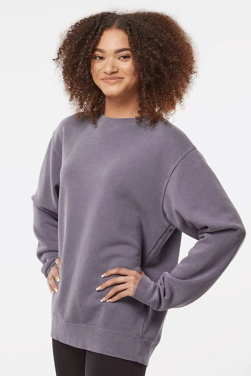 Independent Trading Company Mens Pigment Dyed Crewneck Sweatshirt - Plum Purple