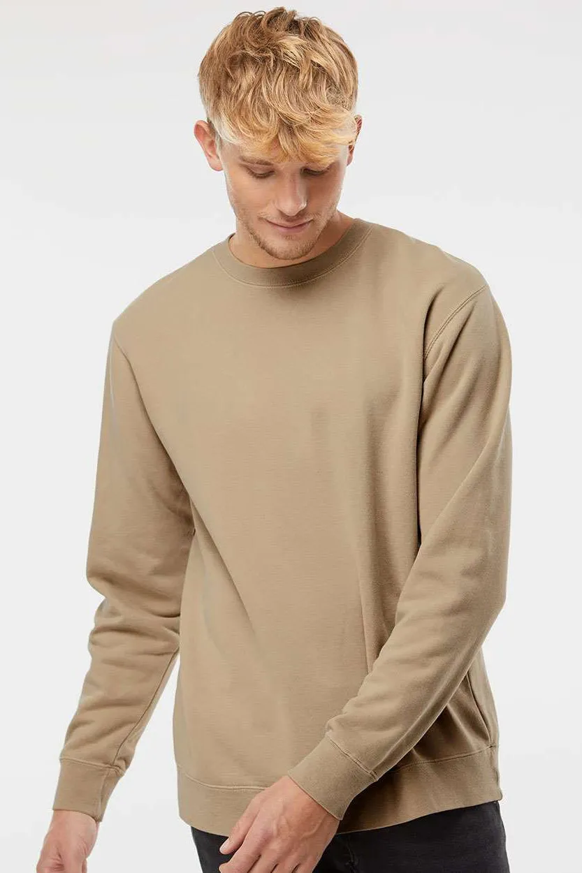 Independent Trading Company Mens Pigment Dyed Crewneck Sweatshirt - Sandstone Brown