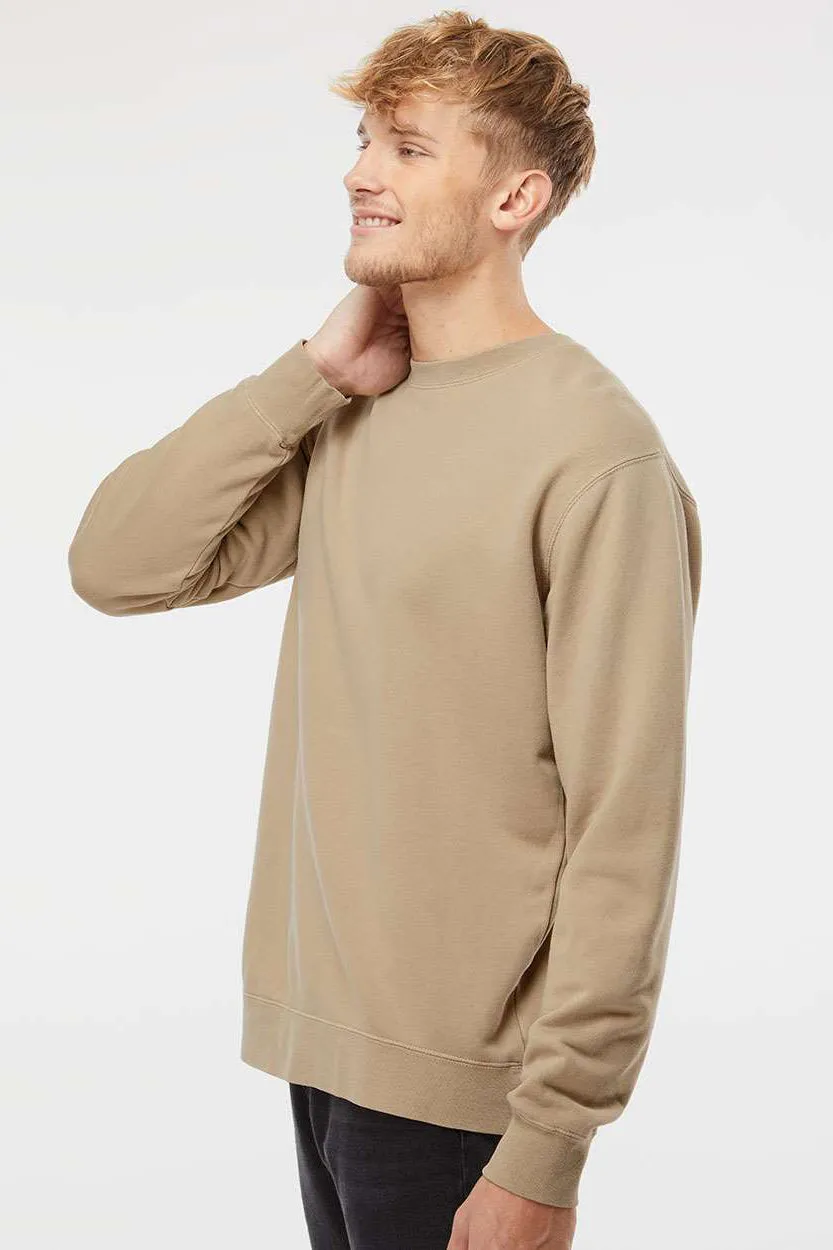 Independent Trading Company Mens Pigment Dyed Crewneck Sweatshirt - Sandstone Brown