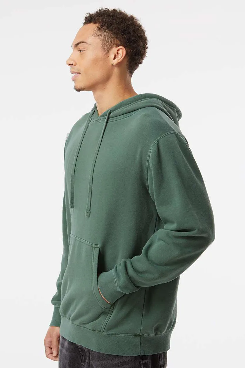Independent Trading Company Mens Pigment Dyed Hooded Sweatshirt Hoodie w/ Pouch Pocket - Alpine Green