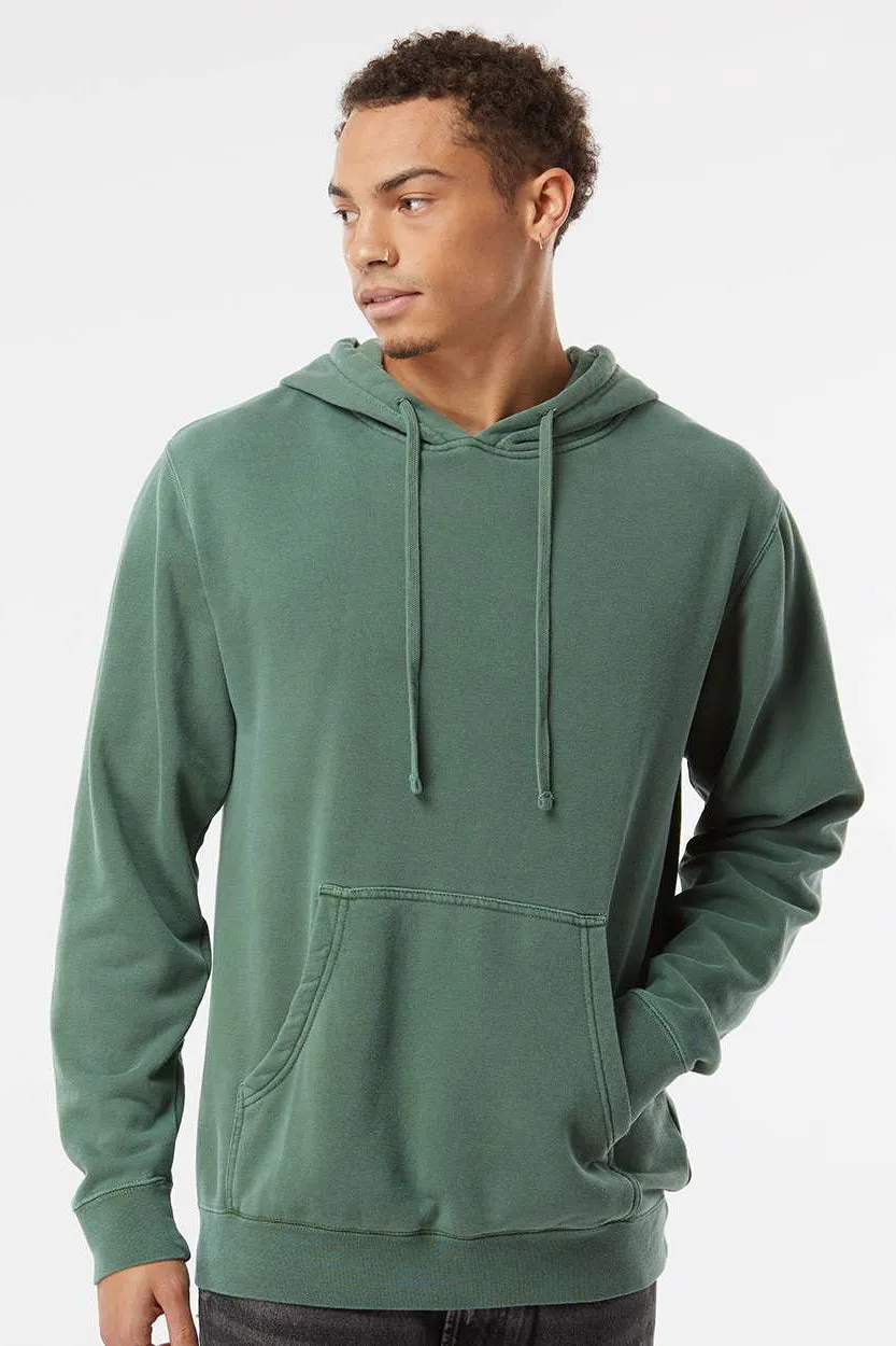 Independent Trading Company Mens Pigment Dyed Hooded Sweatshirt Hoodie w/ Pouch Pocket - Alpine Green