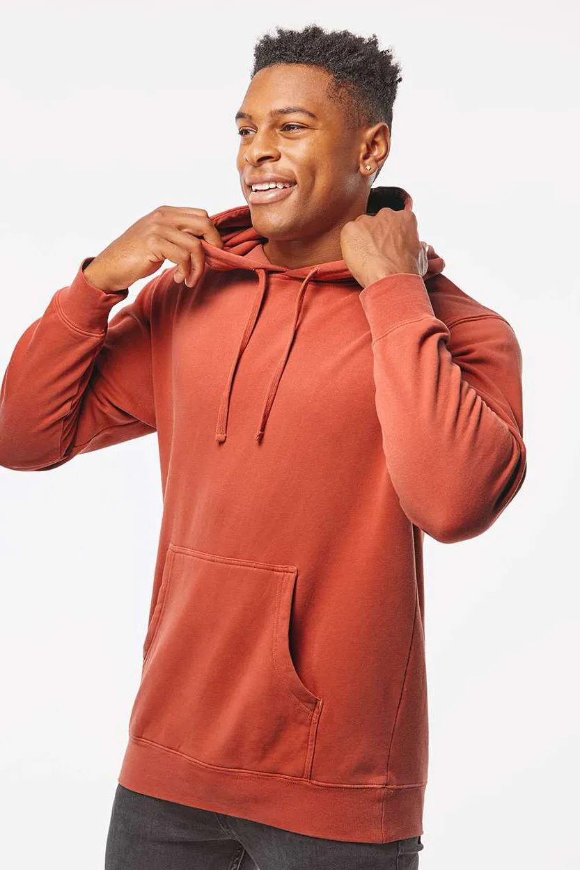 Independent Trading Company Mens Pigment Dyed Hooded Sweatshirt Hoodie w/ Pouch Pocket - Amber