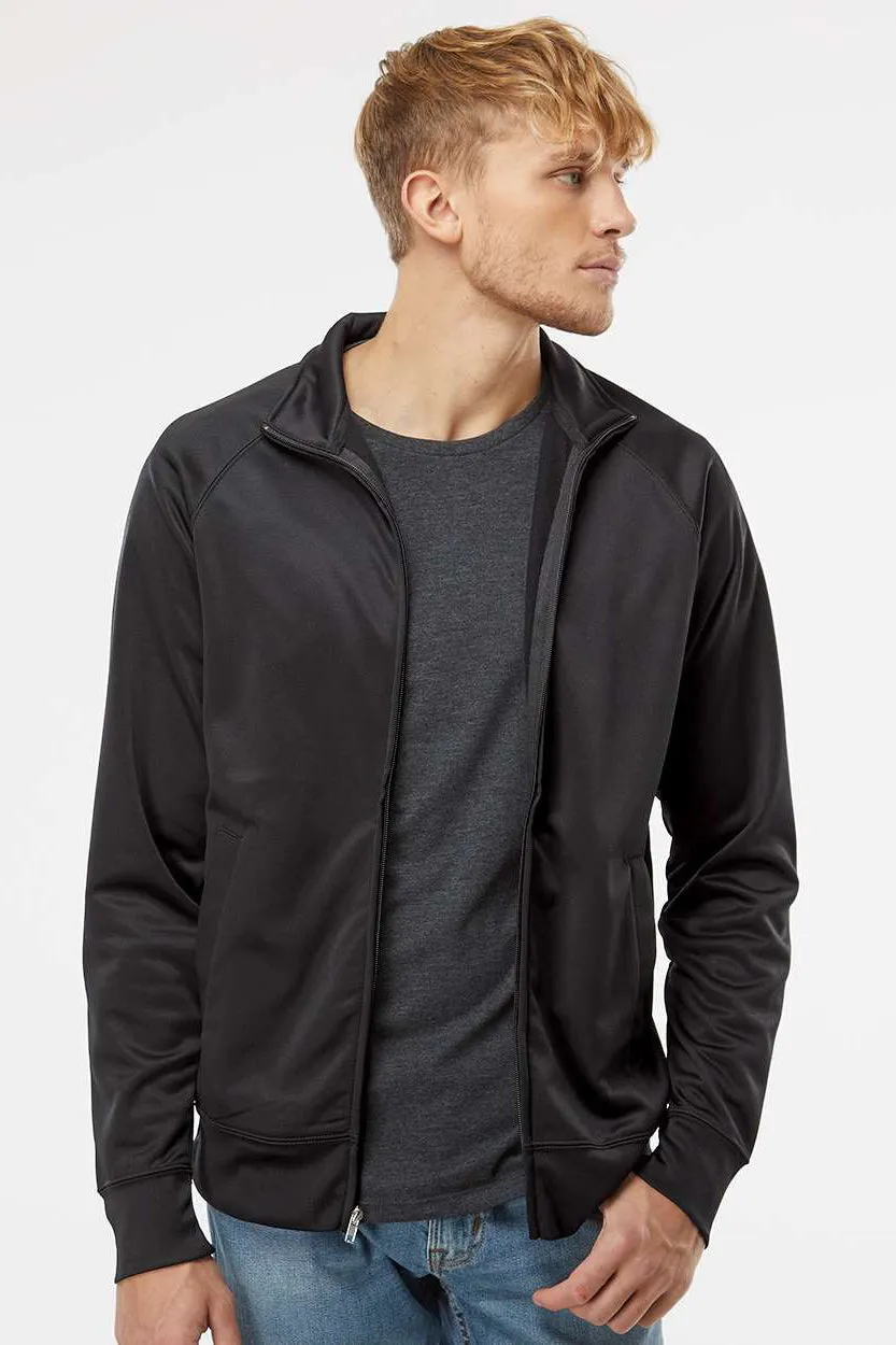 Independent Trading Company Mens Poly Tech Full Zip Track Jacket - Black