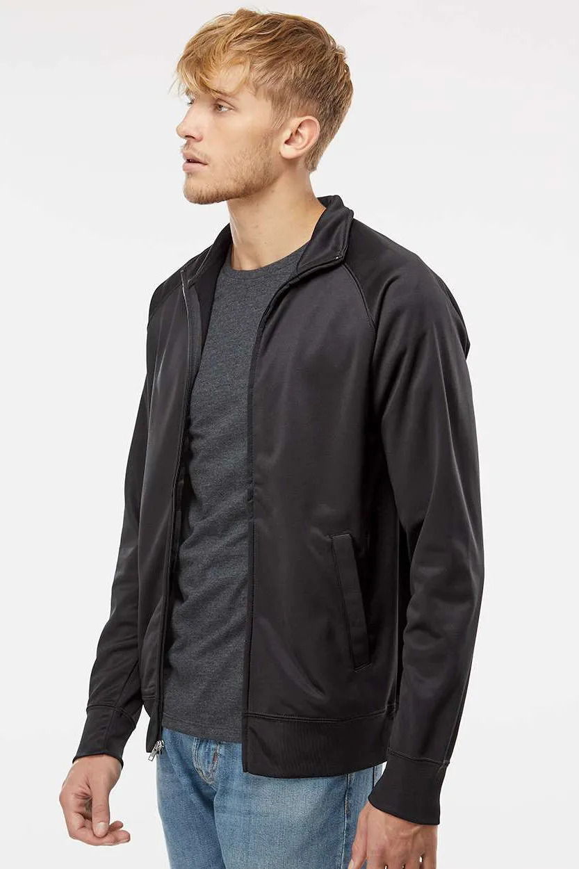 Independent Trading Company Mens Poly Tech Full Zip Track Jacket - Black