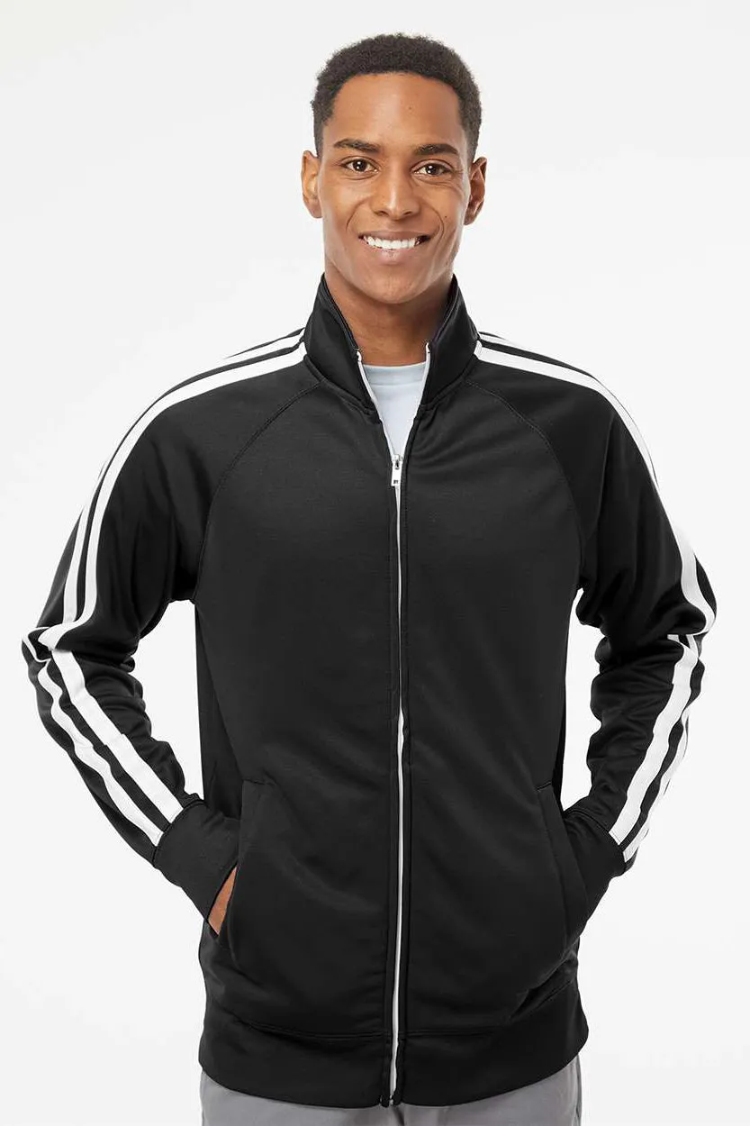Independent Trading Company Mens Poly Tech Full Zip Track Jacket - Black/White