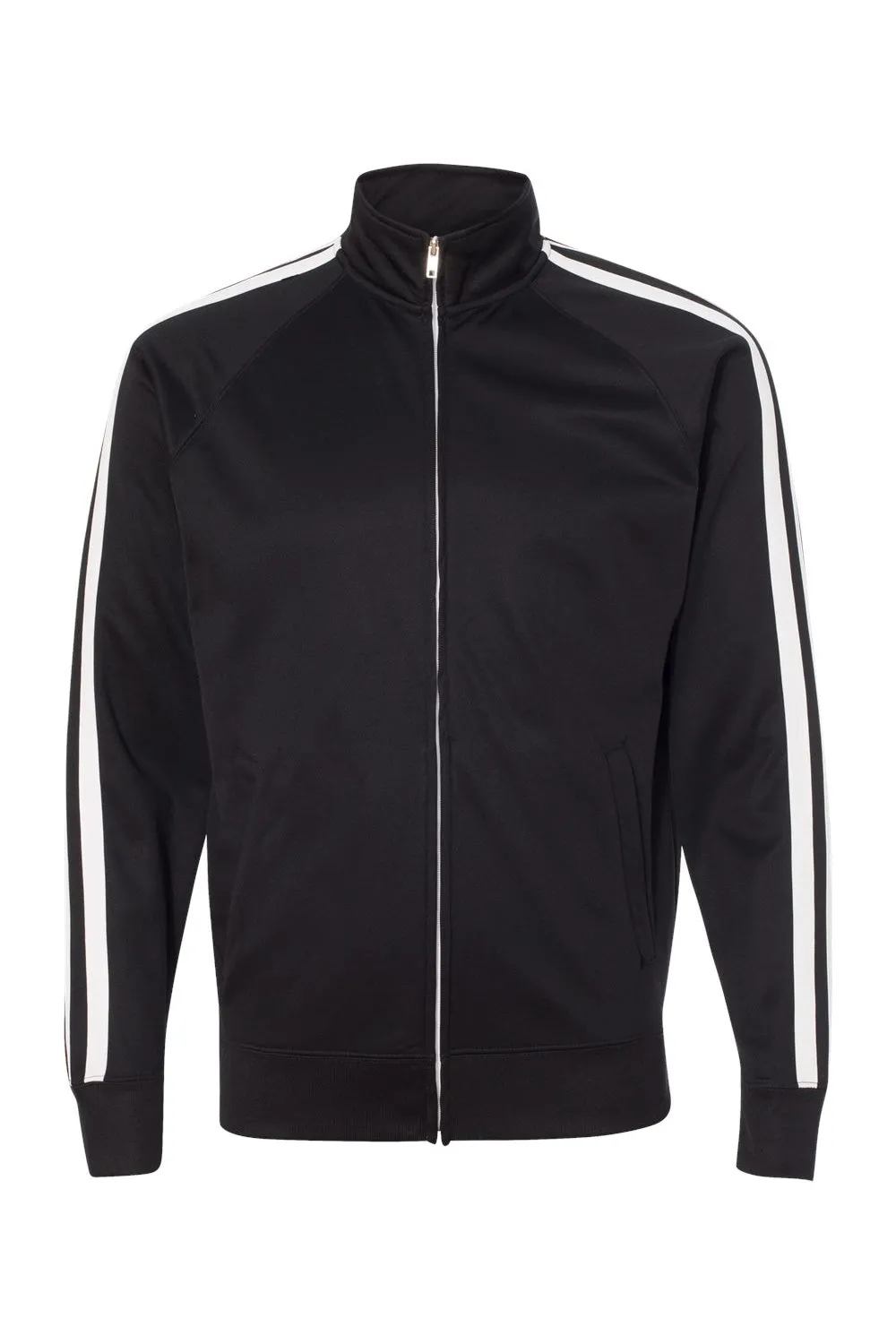 Independent Trading Company Mens Poly Tech Full Zip Track Jacket - Black/White