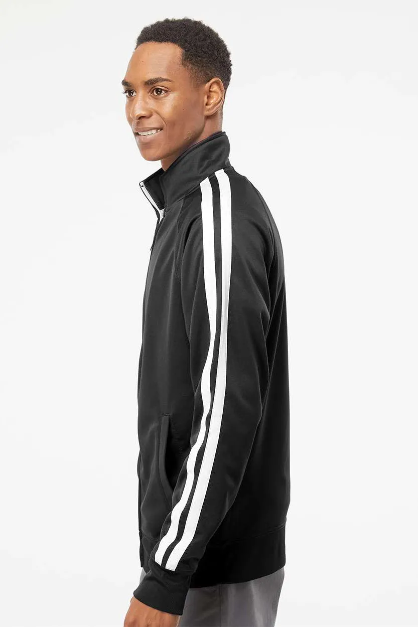 Independent Trading Company Mens Poly Tech Full Zip Track Jacket - Black/White