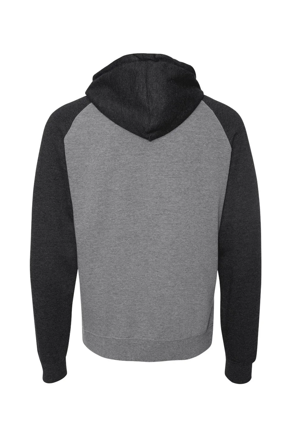 Independent Trading Company Mens Raglan Hooded Sweatshirt Hoodie w/ Pouch Pockets - Heather Gunmetal Grey/Heather Charcoal Grey