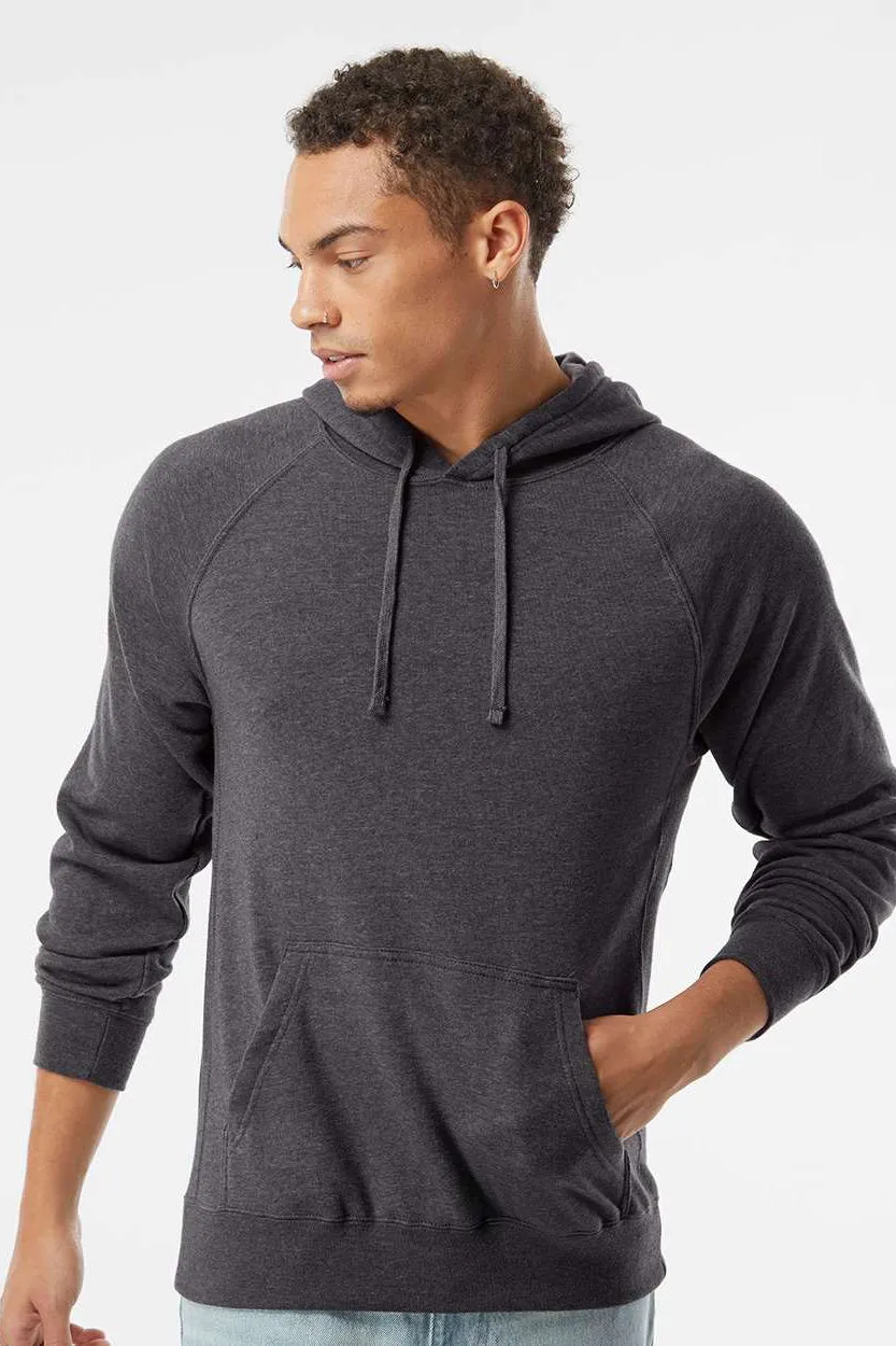 Independent Trading Company Mens Special Blend Raglan Hooded Sweatshirt Hoodie w/ Pouch Pocket - Carbon Grey