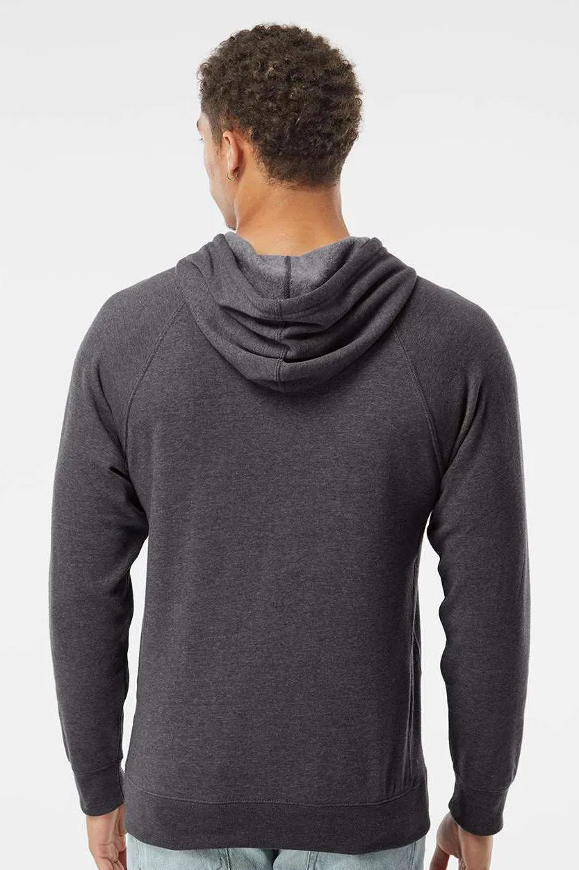Independent Trading Company Mens Special Blend Raglan Hooded Sweatshirt Hoodie w/ Pouch Pocket - Carbon Grey