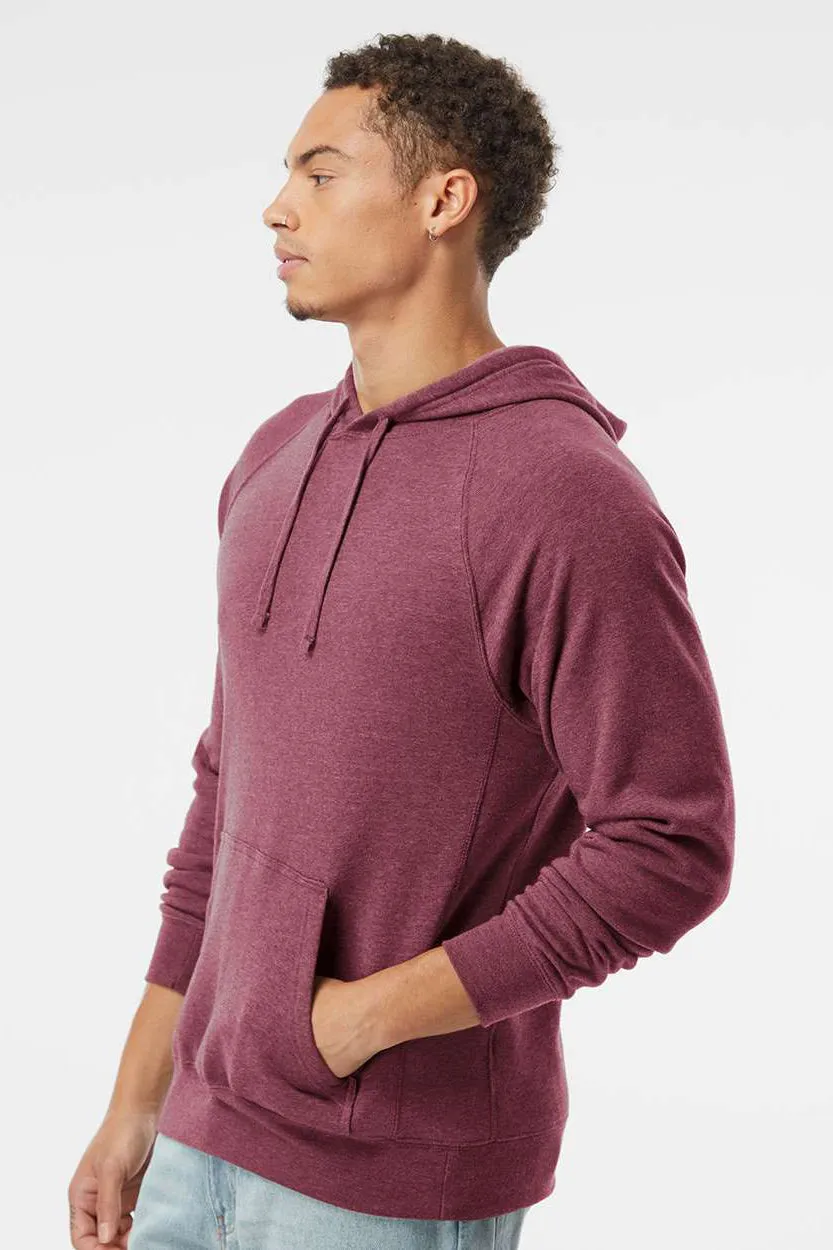 Independent Trading Company Mens Special Blend Raglan Hooded Sweatshirt Hoodie w/ Pouch Pocket - Crimson Red